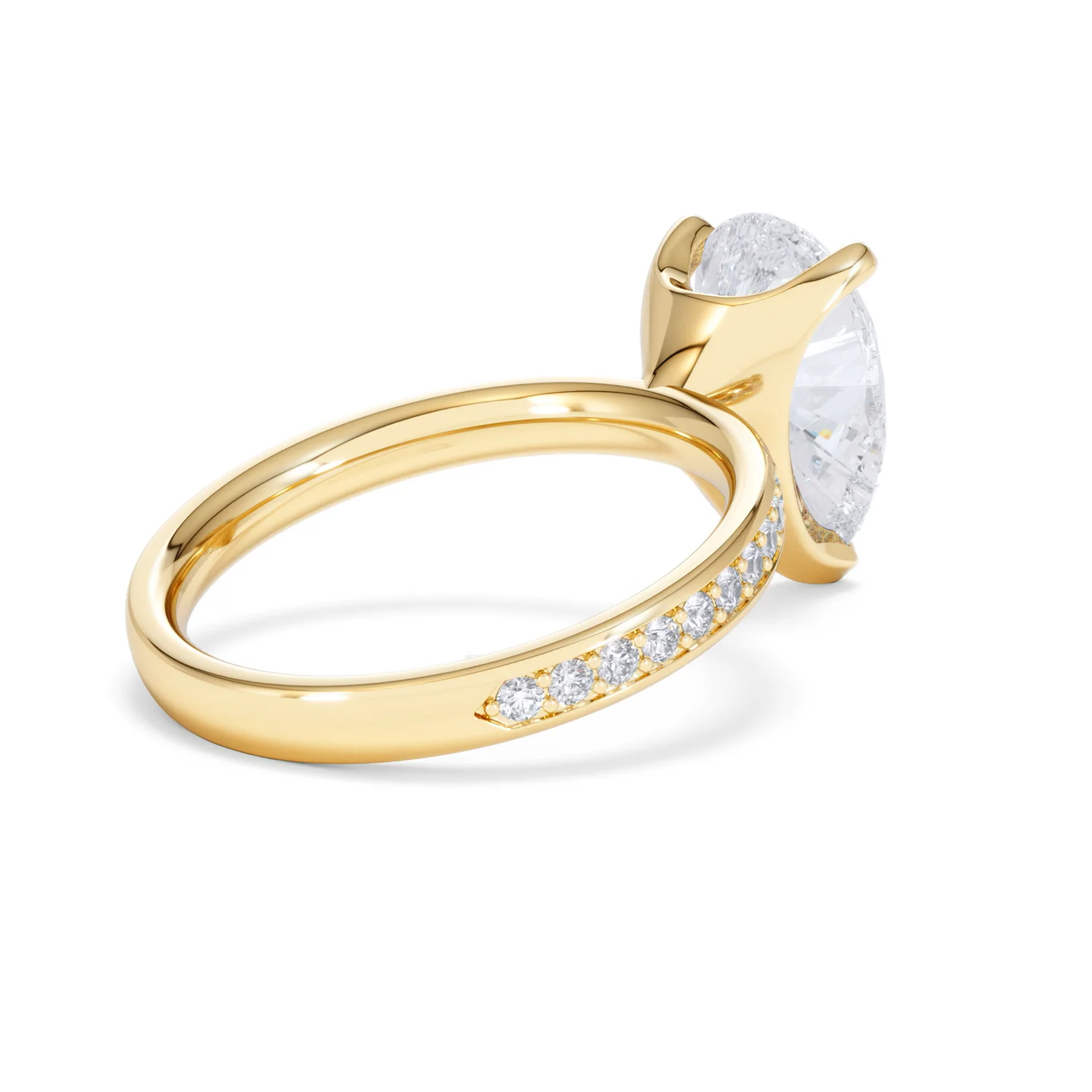 Origin 3.30ct Pear Cut Lab Diamond Solitaire Engagement Ring with Side Stones in 18K Yellow Gold - Image 37