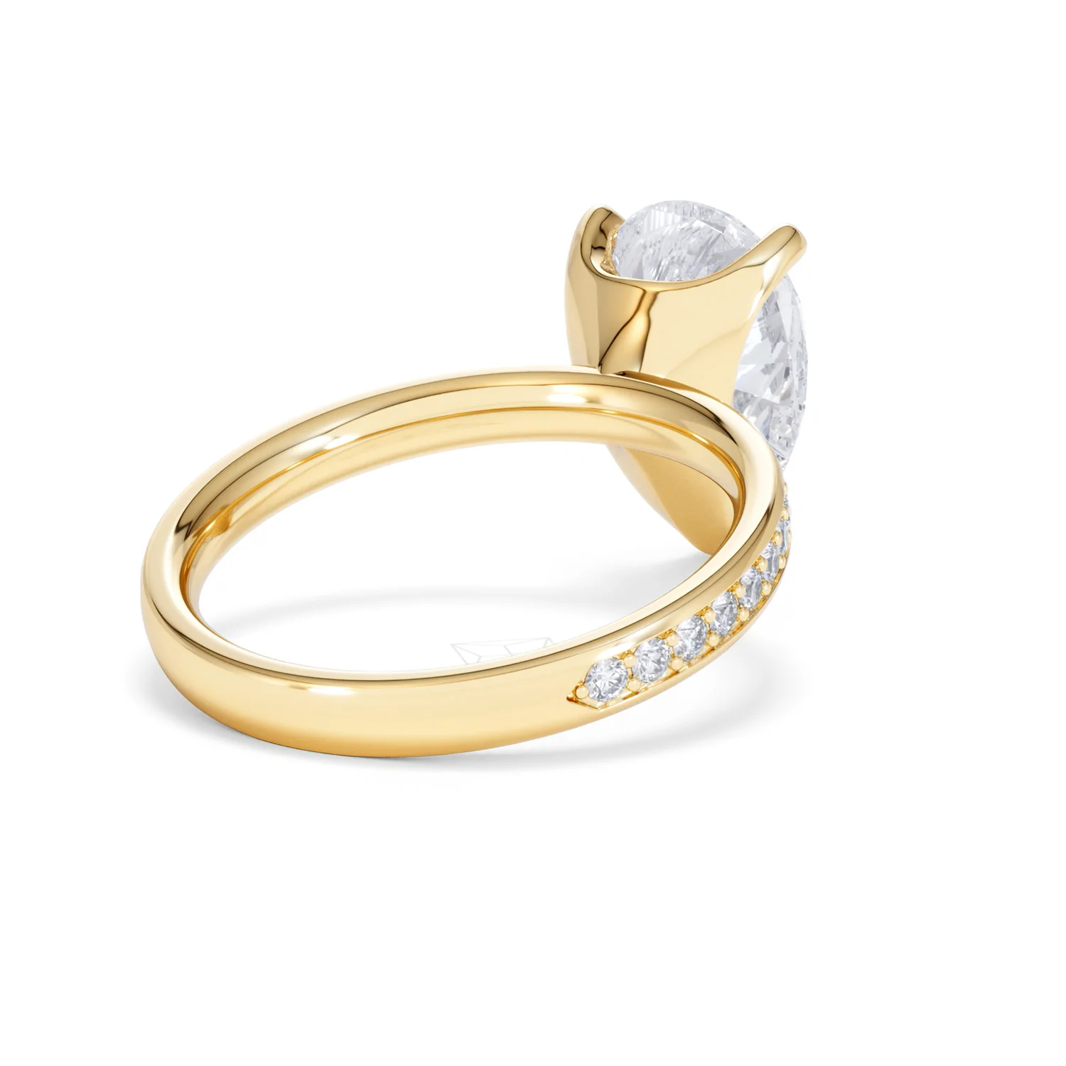 Origin 3.30ct Pear Cut Lab Diamond Solitaire Engagement Ring with Side Stones in 18K Yellow Gold - Image 40