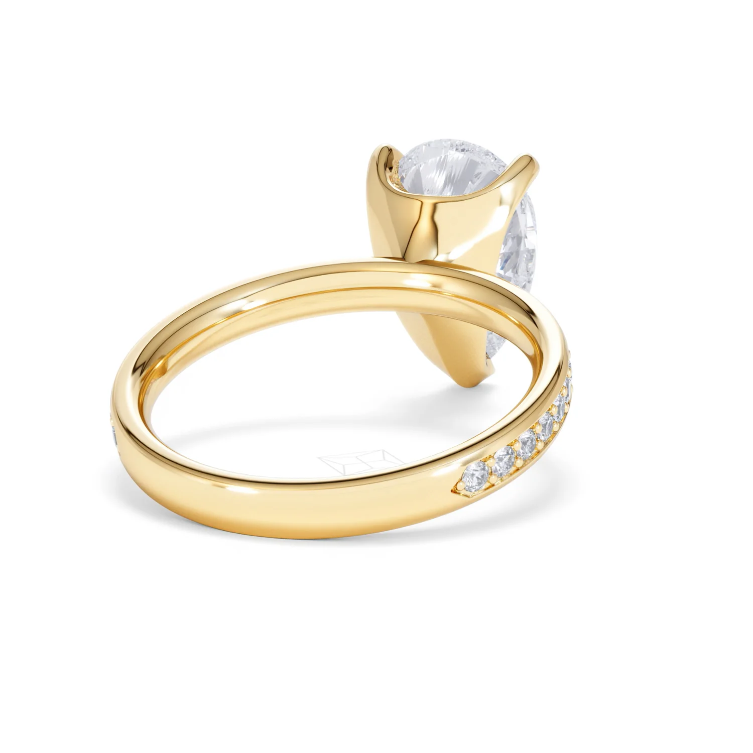 Origin 3.30ct Pear Cut Lab Diamond Solitaire Engagement Ring with Side Stones in 18K Yellow Gold - Image 42