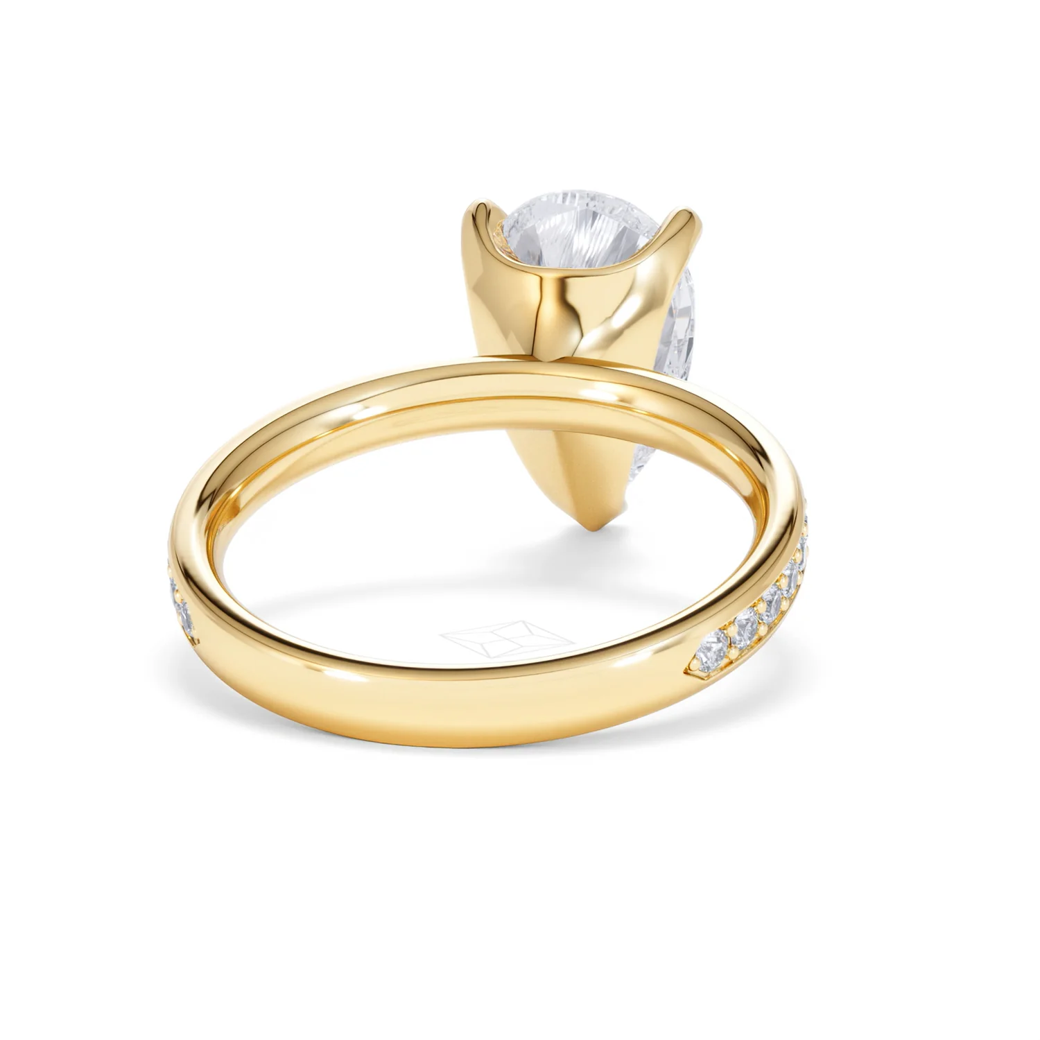 Origin 3.30ct Pear Cut Lab Diamond Solitaire Engagement Ring with Side Stones in 18K Yellow Gold - Image 44