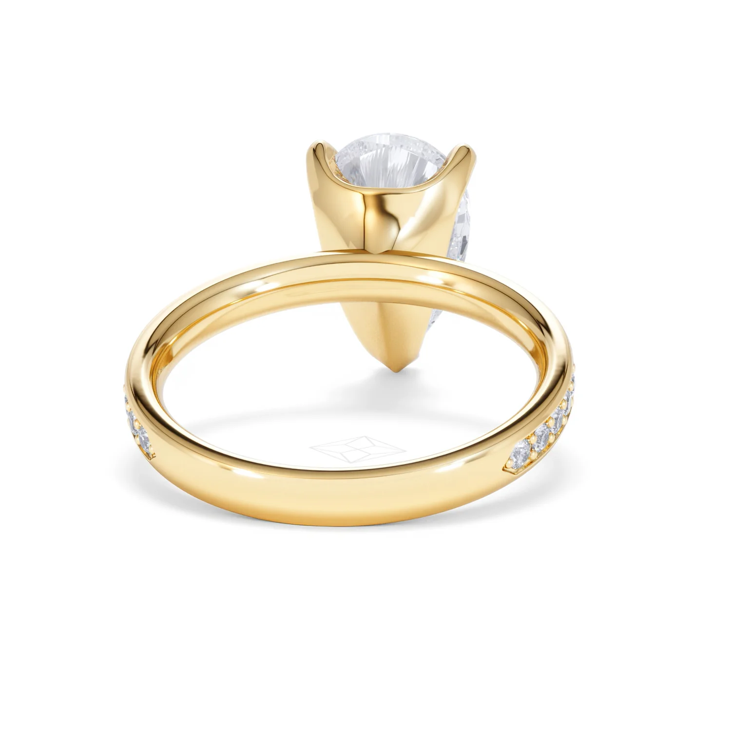 Origin 3.30ct Pear Cut Lab Diamond Solitaire Engagement Ring with Side Stones in 18K Yellow Gold - Image 45