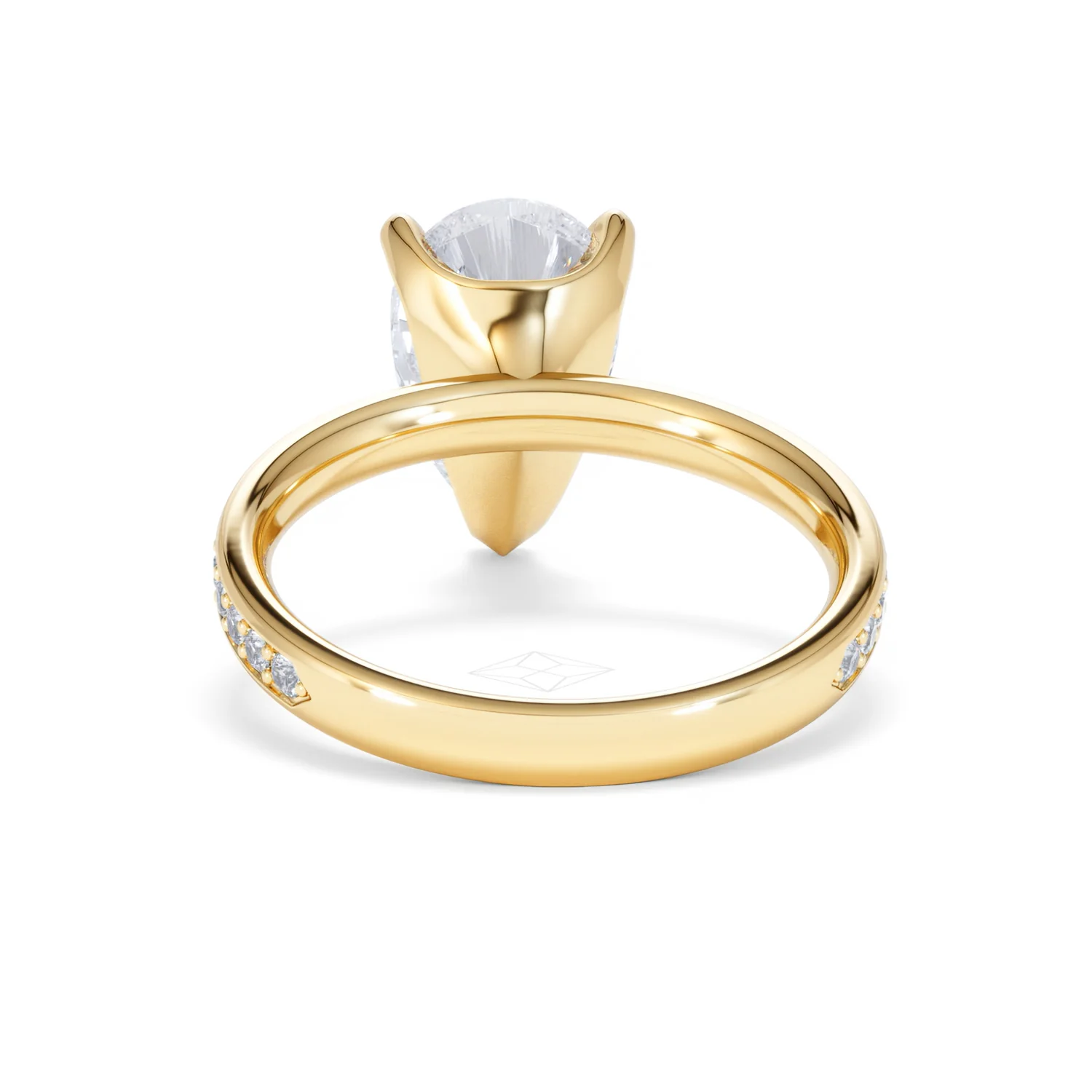 Origin 3.30ct Pear Cut Lab Diamond Solitaire Engagement Ring with Side Stones in 18K Yellow Gold - Image 48