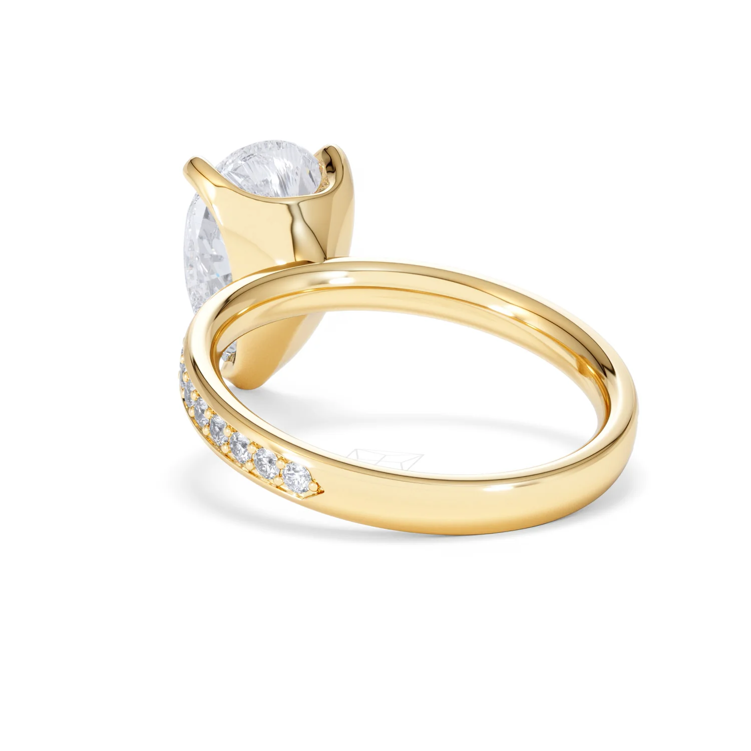 Origin 3.30ct Pear Cut Lab Diamond Solitaire Engagement Ring with Side Stones in 18K Yellow Gold - Image 53