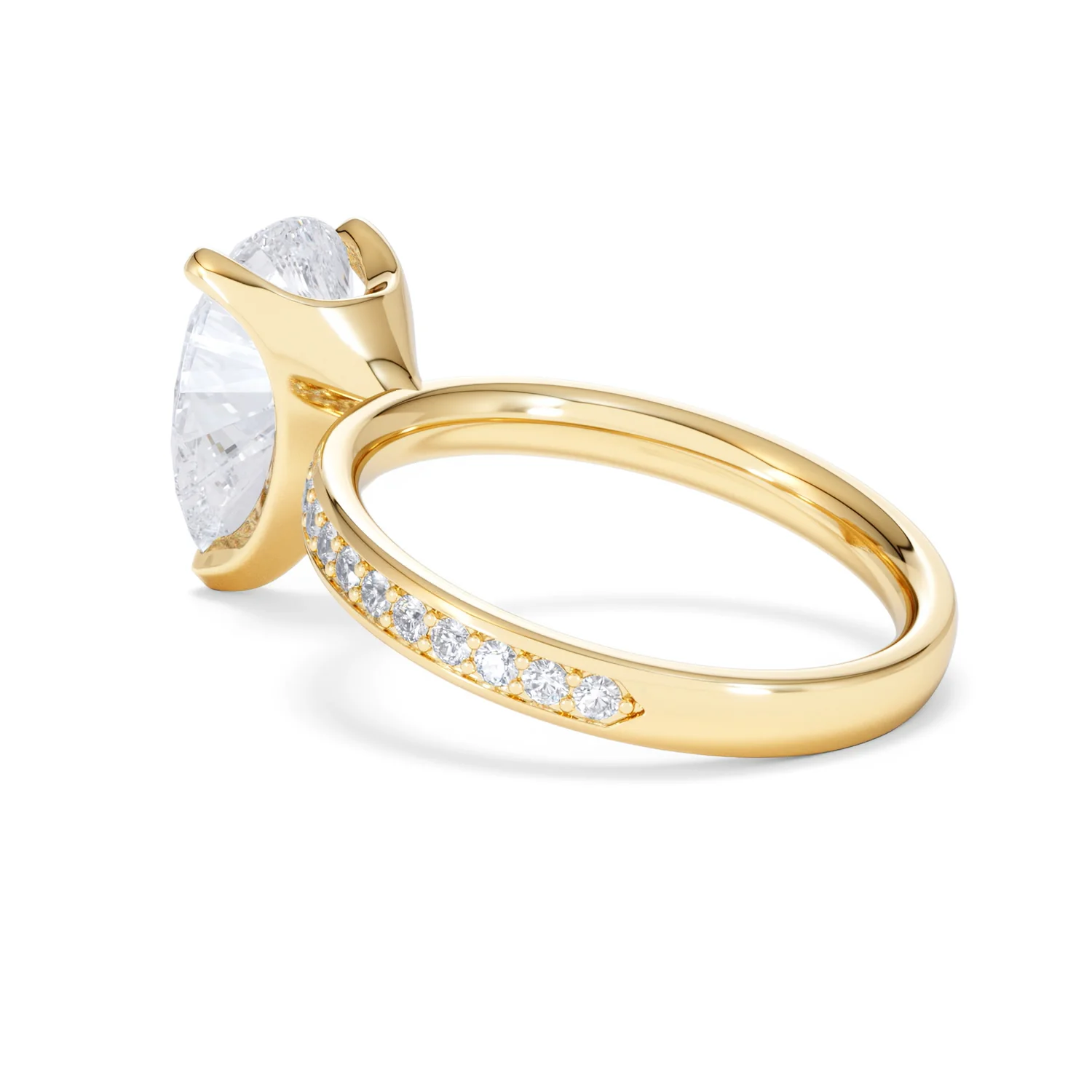 Origin 3.30ct Pear Cut Lab Diamond Solitaire Engagement Ring with Side Stones in 18K Yellow Gold - Image 58