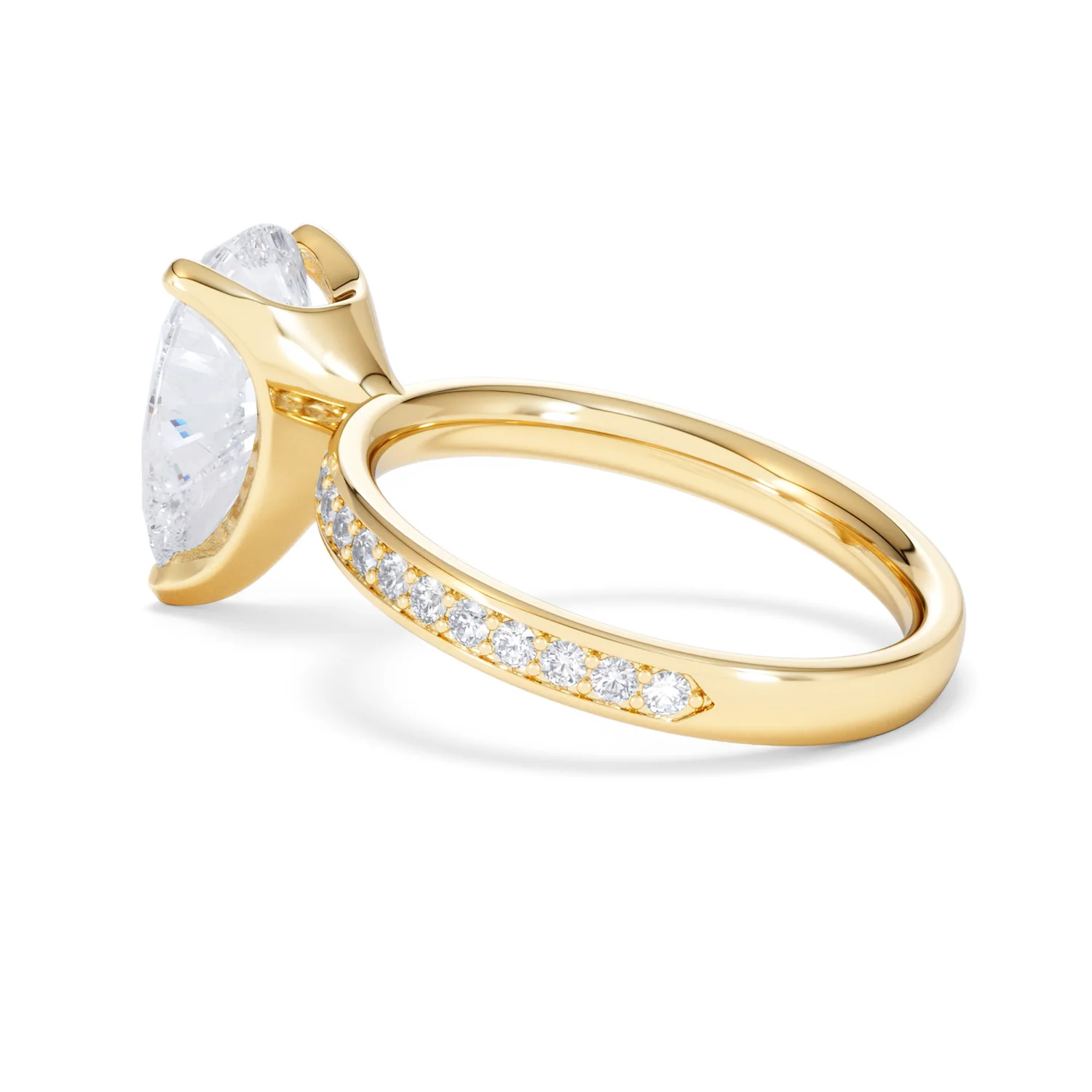 Origin 3.30ct Pear Cut Lab Diamond Solitaire Engagement Ring with Side Stones in 18K Yellow Gold - Image 60