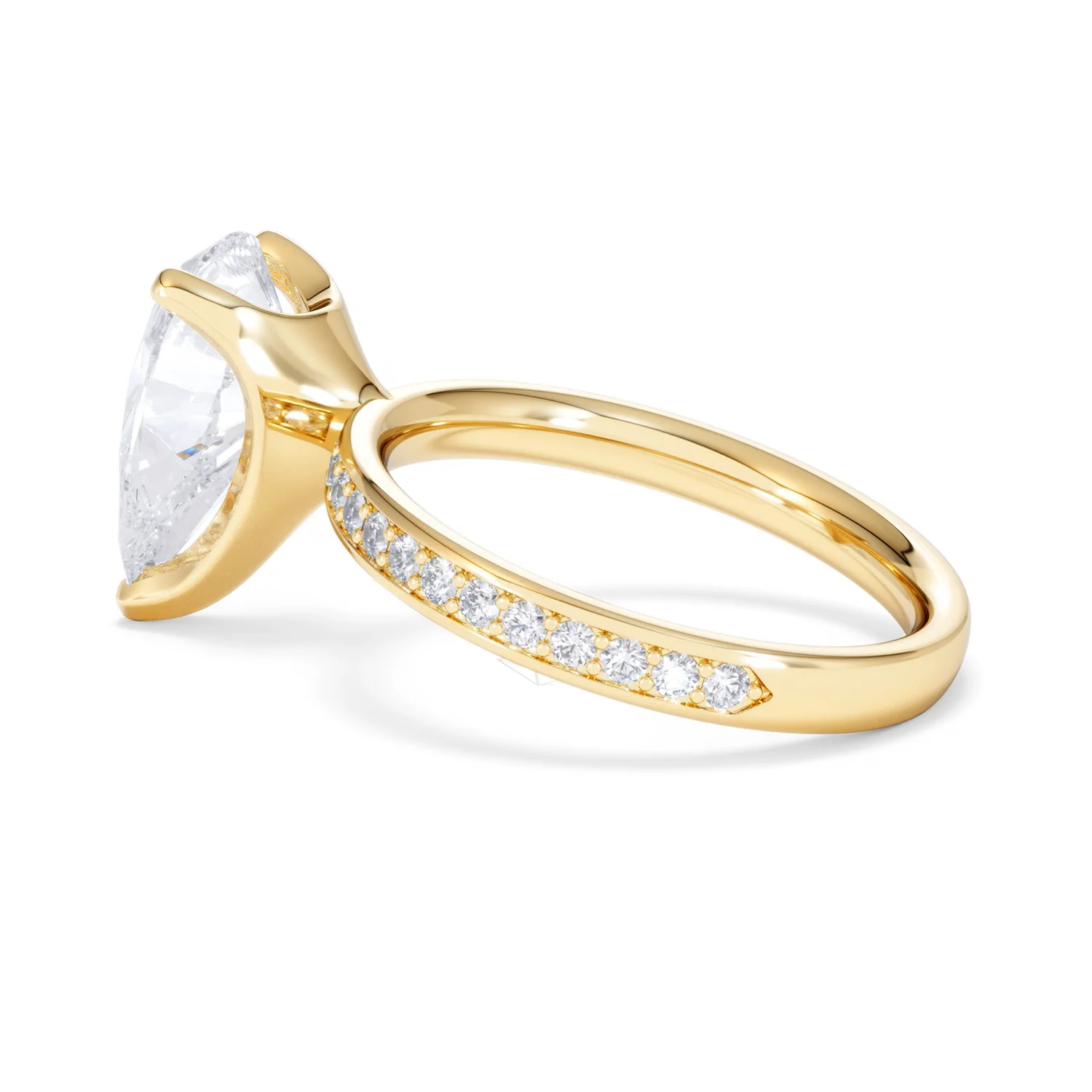 Origin 3.30ct Pear Cut Lab Diamond Solitaire Engagement Ring with Side Stones in 18K Yellow Gold - Image 62
