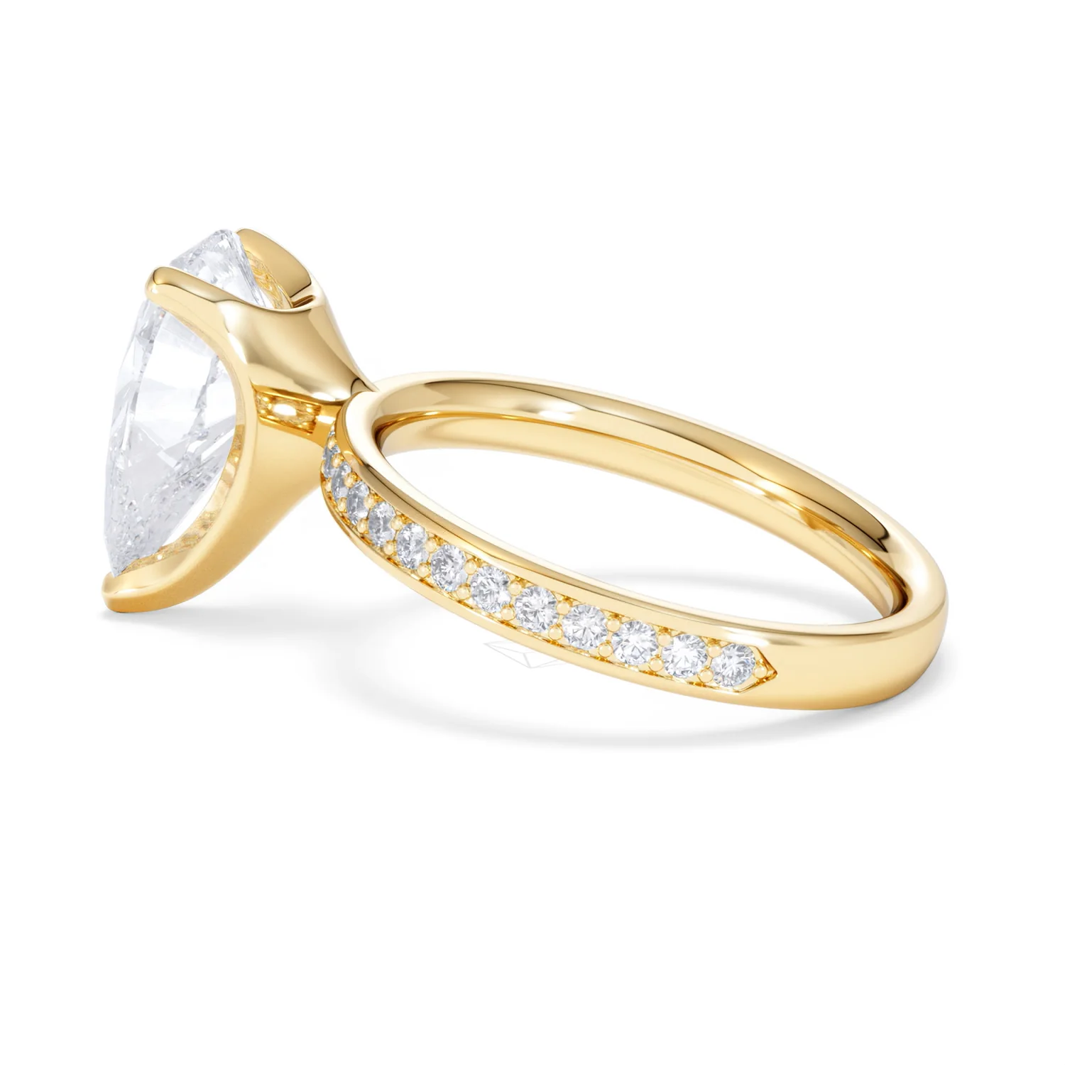 Origin 3.30ct Pear Cut Lab Diamond Solitaire Engagement Ring with Side Stones in 18K Yellow Gold - Image 63
