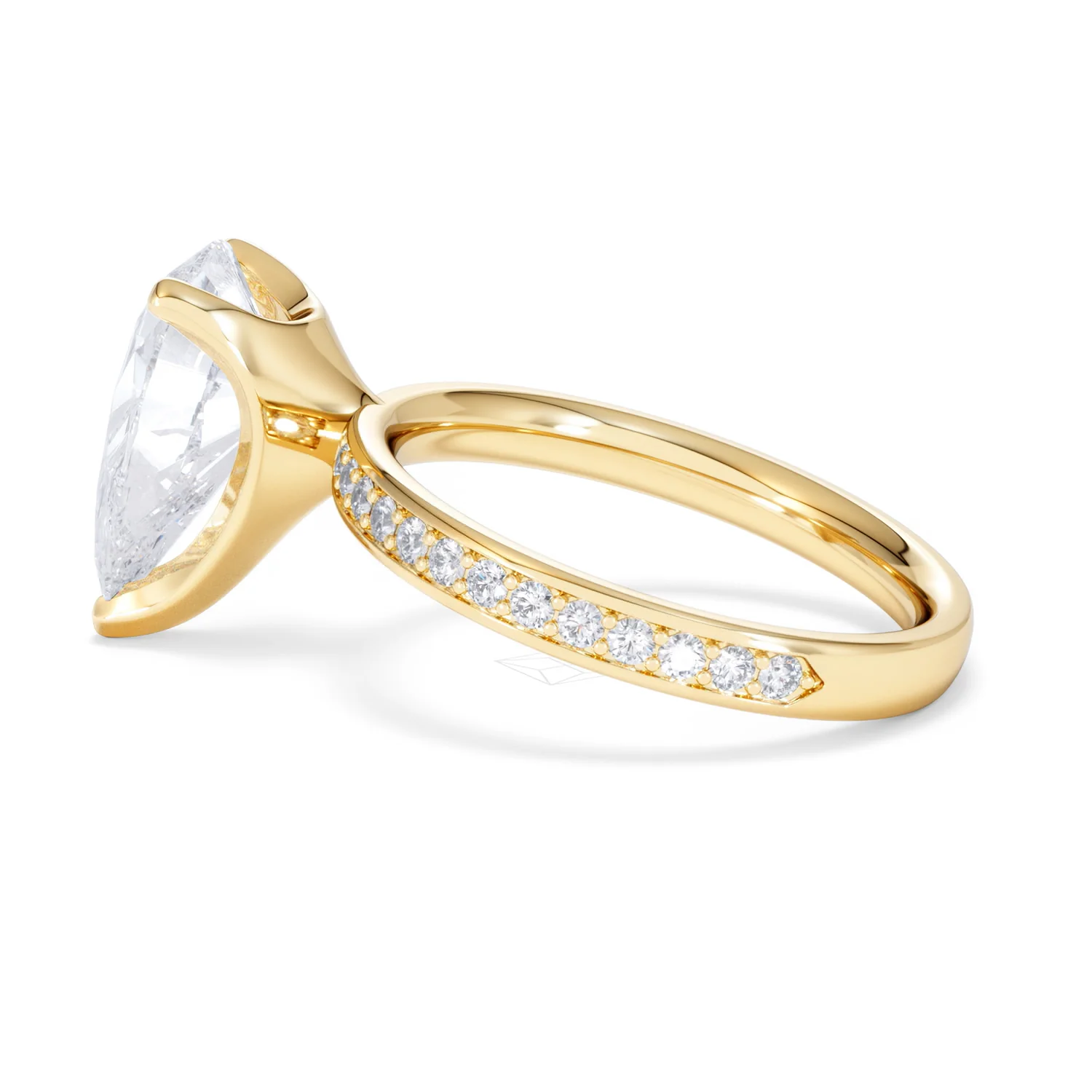 Origin 3.30ct Pear Cut Lab Diamond Solitaire Engagement Ring with Side Stones in 18K Yellow Gold - Image 64