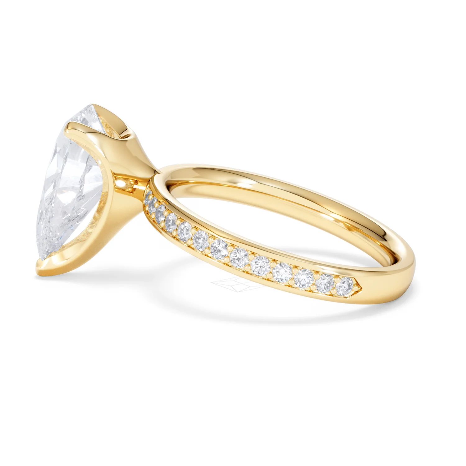 Origin 3.30ct Pear Cut Lab Diamond Solitaire Engagement Ring with Side Stones in 18K Yellow Gold - Image 65