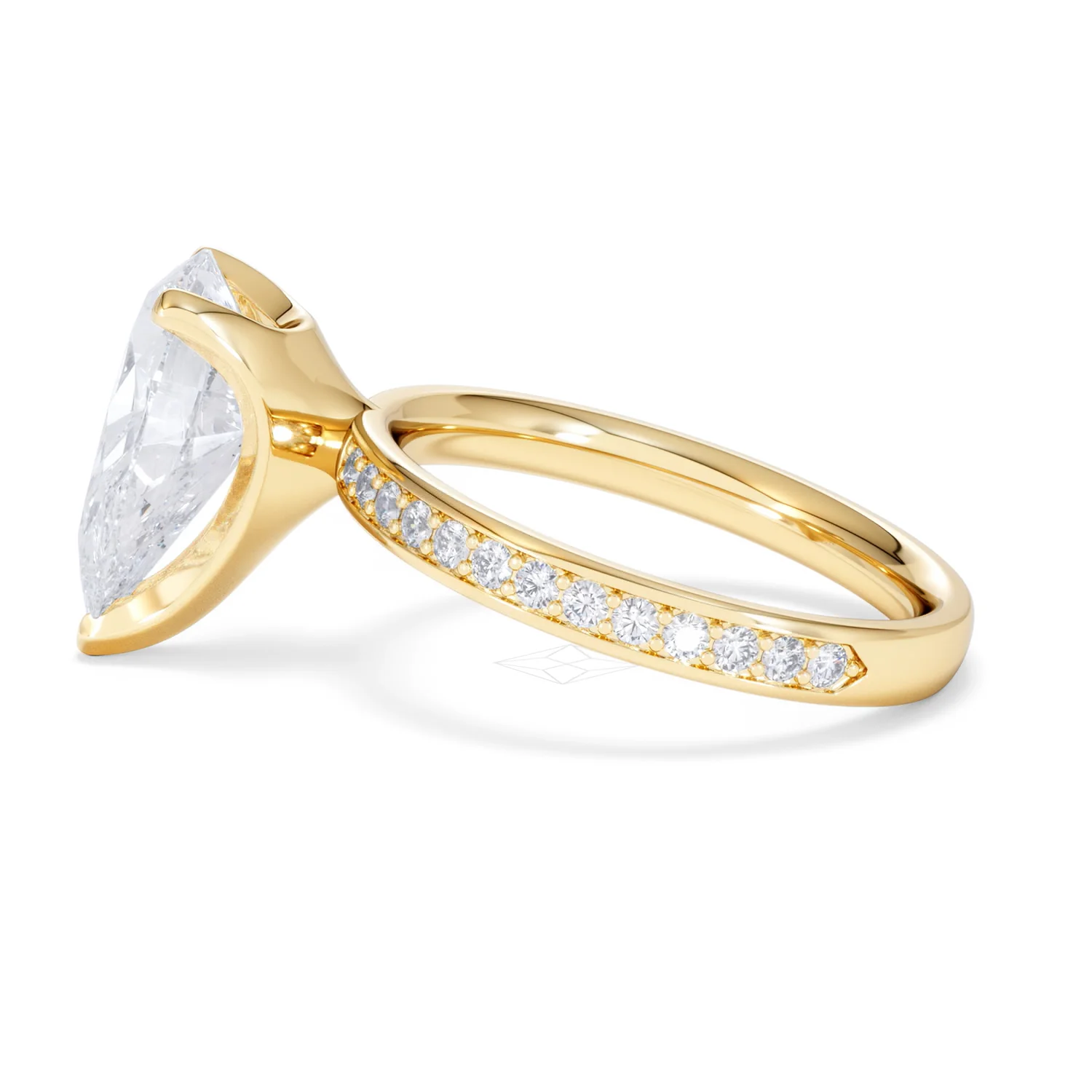Origin 3.30ct Pear Cut Lab Diamond Solitaire Engagement Ring with Side Stones in 18K Yellow Gold - Image 66