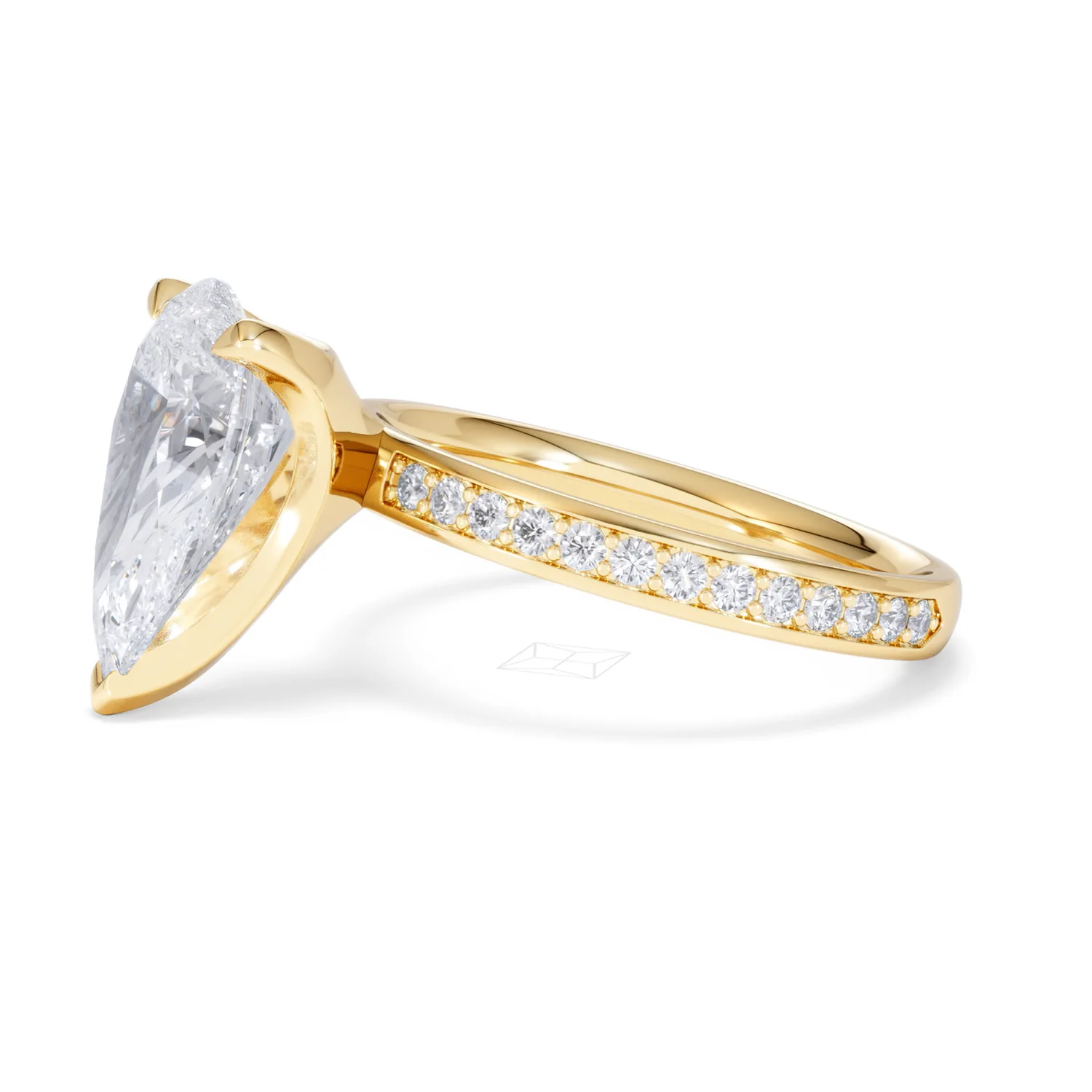 Origin 3.30ct Pear Cut Lab Diamond Solitaire Engagement Ring with Side Stones in 18K Yellow Gold - Image 72
