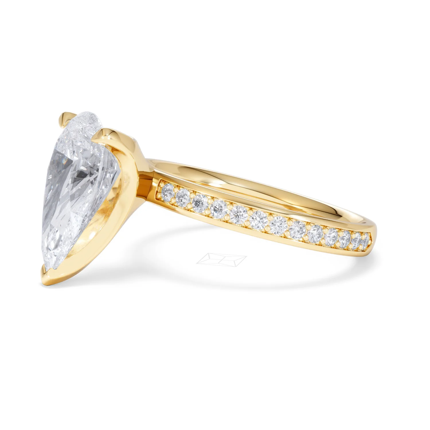 Origin 3.30ct Pear Cut Lab Diamond Solitaire Engagement Ring with Side Stones in 18K Yellow Gold - Image 73