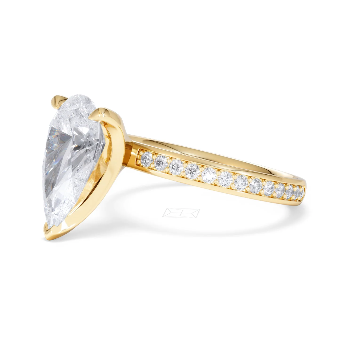 Origin 3.30ct Pear Cut Lab Diamond Solitaire Engagement Ring with Side Stones in 18K Yellow Gold - Image 75