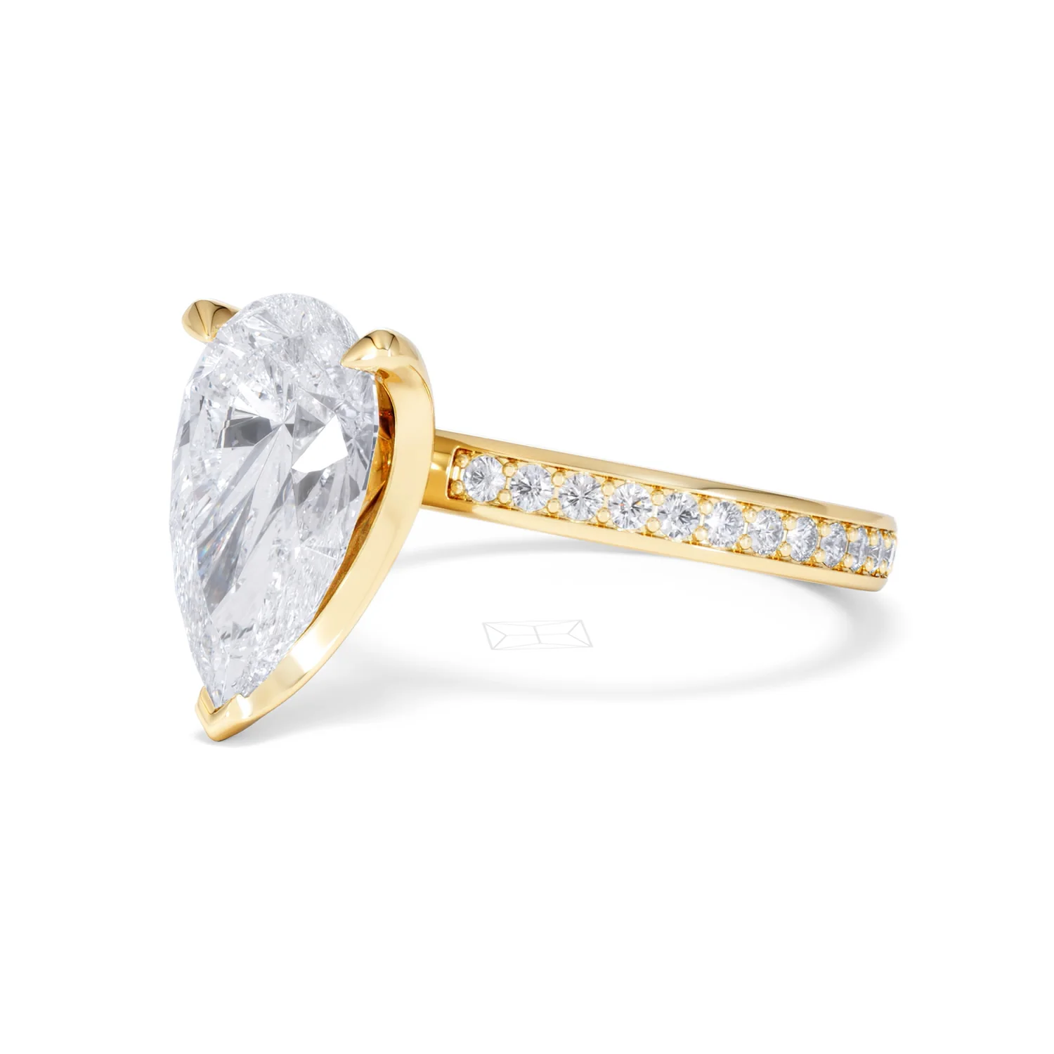 Origin 3.30ct Pear Cut Lab Diamond Solitaire Engagement Ring with Side Stones in 18K Yellow Gold - Image 78