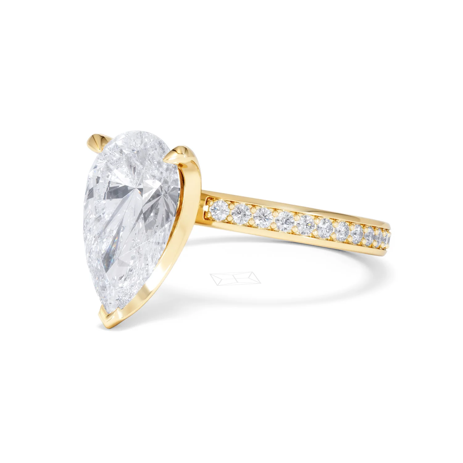Origin 3.30ct Pear Cut Lab Diamond Solitaire Engagement Ring with Side Stones in 18K Yellow Gold - Image 79
