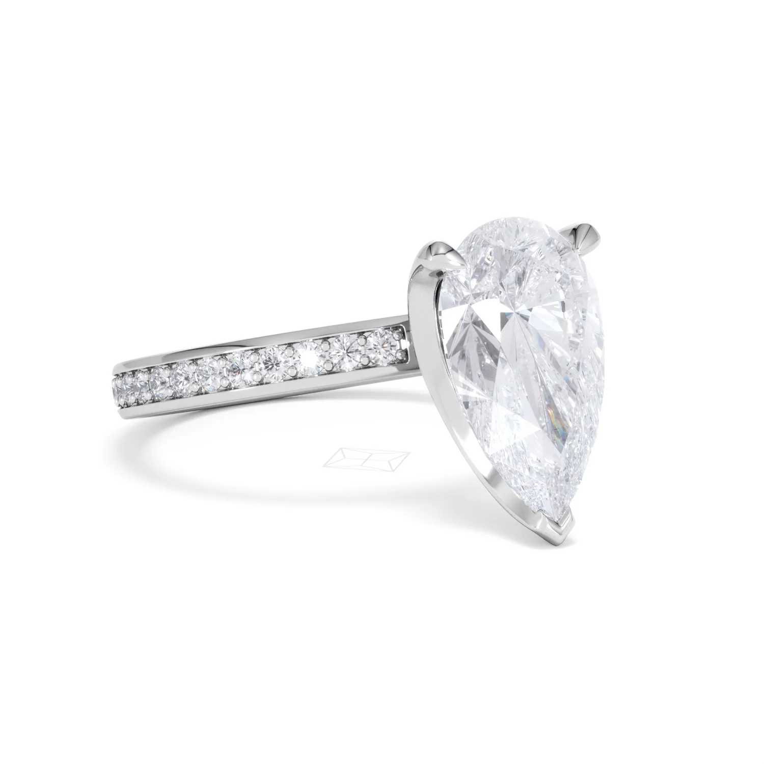 Origin 3.30ct Pear Cut Lab Diamond Solitaire Engagement Ring with Side Stones in Platinum - Image 14