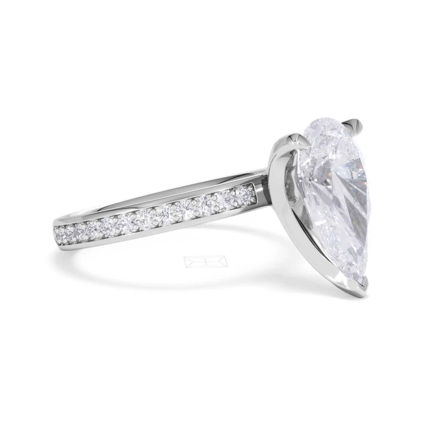 Origin 3.30ct Pear Cut Lab Diamond Solitaire Engagement Ring with Side Stones in Platinum - Image 18