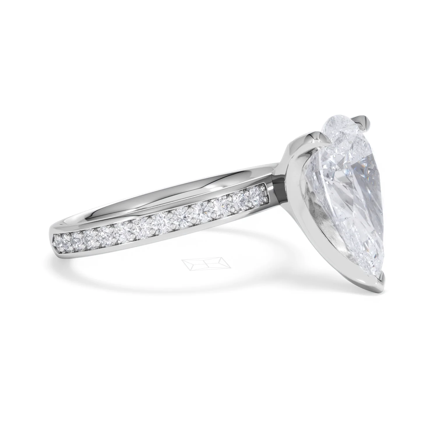 Origin 3.30ct Pear Cut Lab Diamond Solitaire Engagement Ring with Side Stones in Platinum - Image 20
