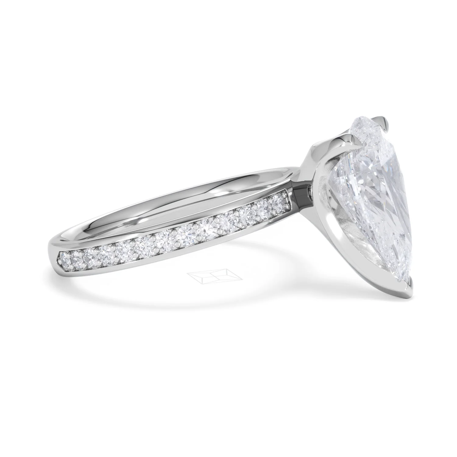 Origin 3.30ct Pear Cut Lab Diamond Solitaire Engagement Ring with Side Stones in Platinum - Image 22