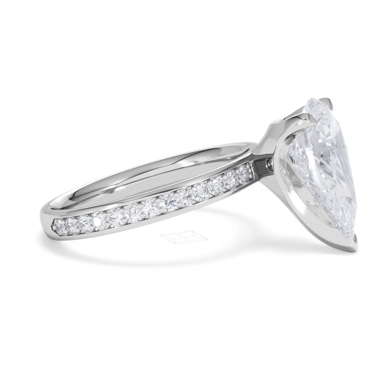 Origin 3.30ct Pear Cut Lab Diamond Solitaire Engagement Ring with Side Stones in Platinum - Image 23