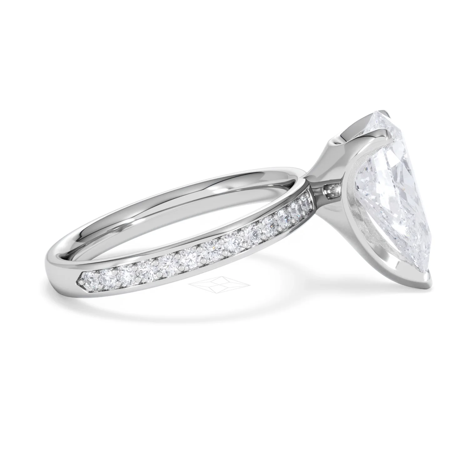 Origin 3.30ct Pear Cut Lab Diamond Solitaire Engagement Ring with Side Stones in Platinum - Image 26
