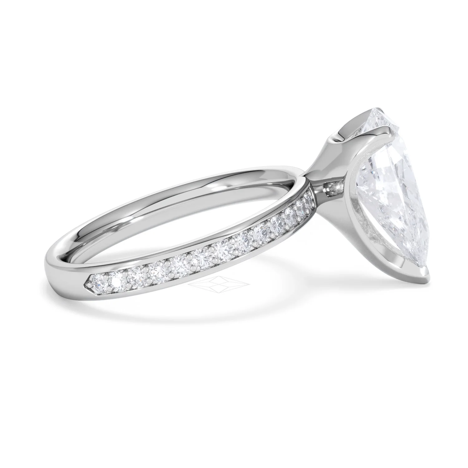 Origin 3.30ct Pear Cut Lab Diamond Solitaire Engagement Ring with Side Stones in Platinum - Image 27