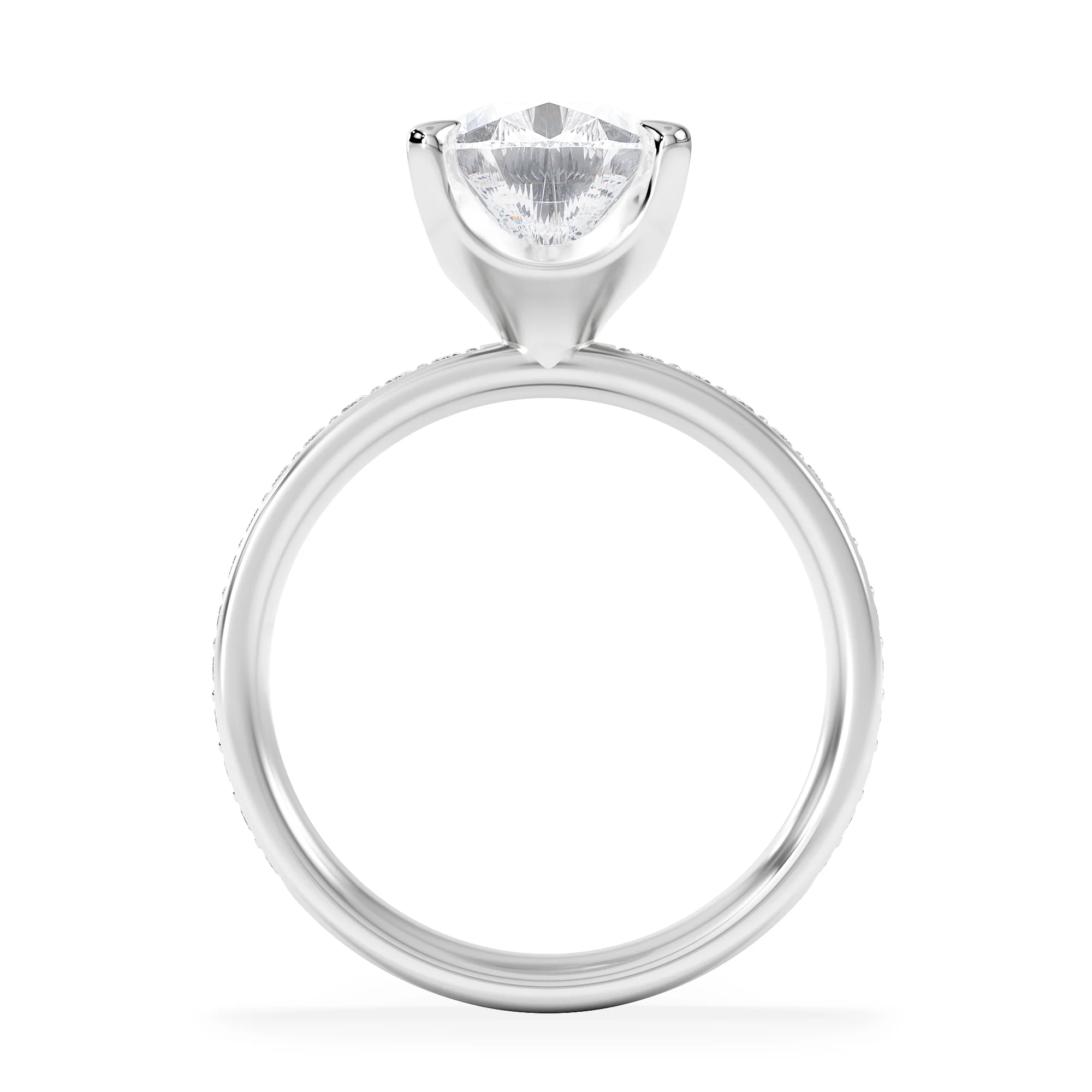 Origin 3.30ct Pear Cut Lab Diamond Solitaire Engagement Ring with Side Stones in Platinum - Image 3