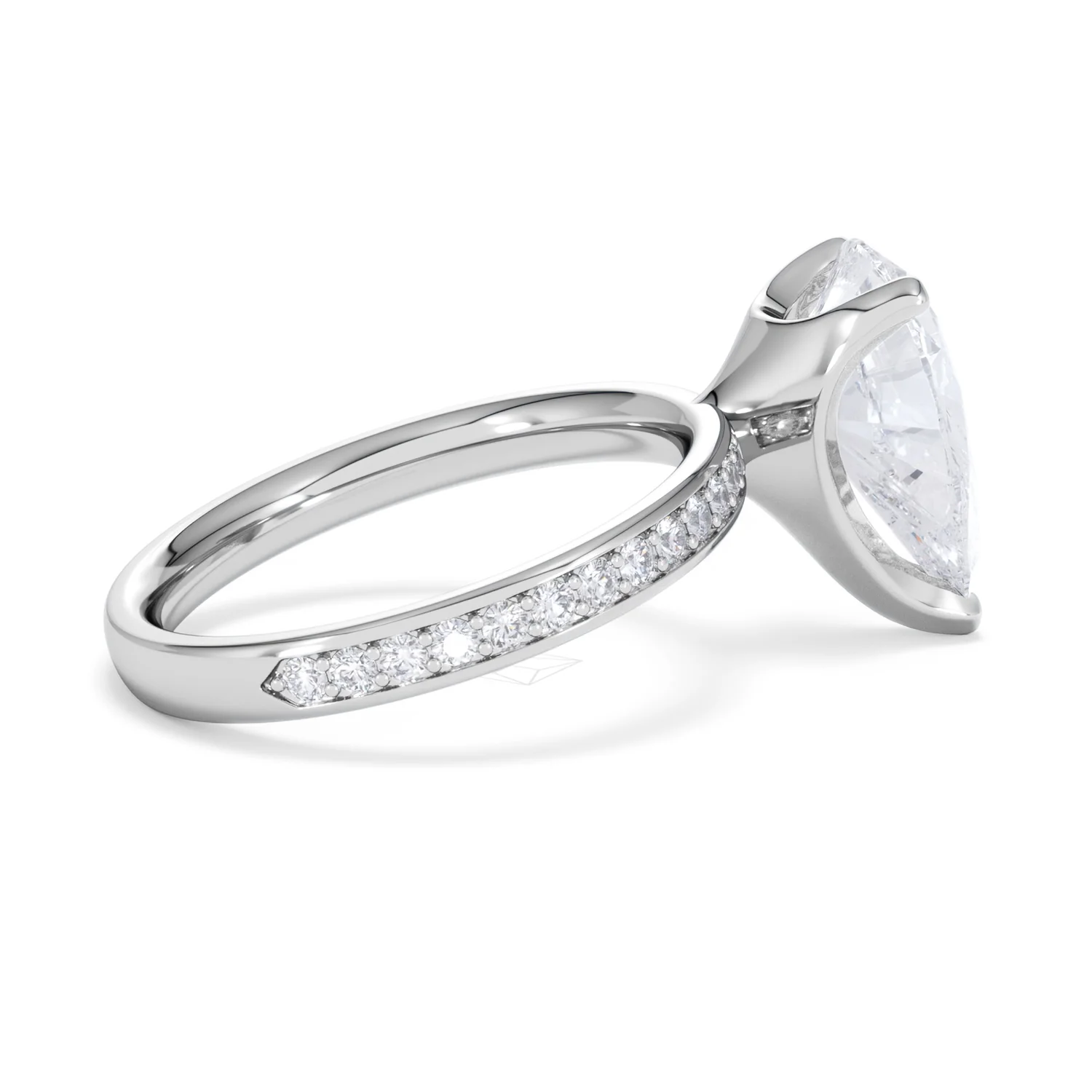 Origin 3.30ct Pear Cut Lab Diamond Solitaire Engagement Ring with Side Stones in Platinum - Image 30