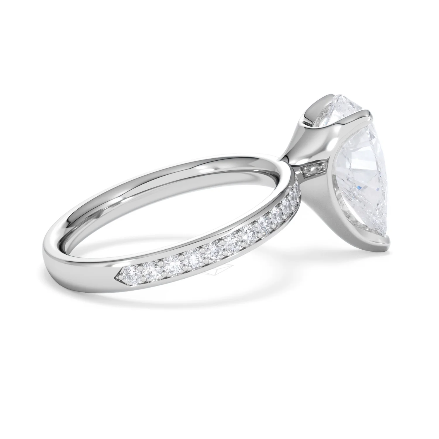 Origin 3.30ct Pear Cut Lab Diamond Solitaire Engagement Ring with Side Stones in Platinum - Image 31