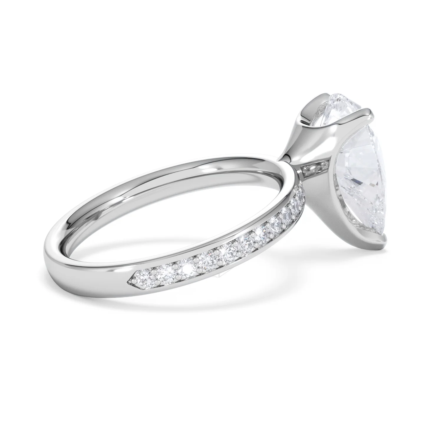 Origin 3.30ct Pear Cut Lab Diamond Solitaire Engagement Ring with Side Stones in Platinum - Image 32