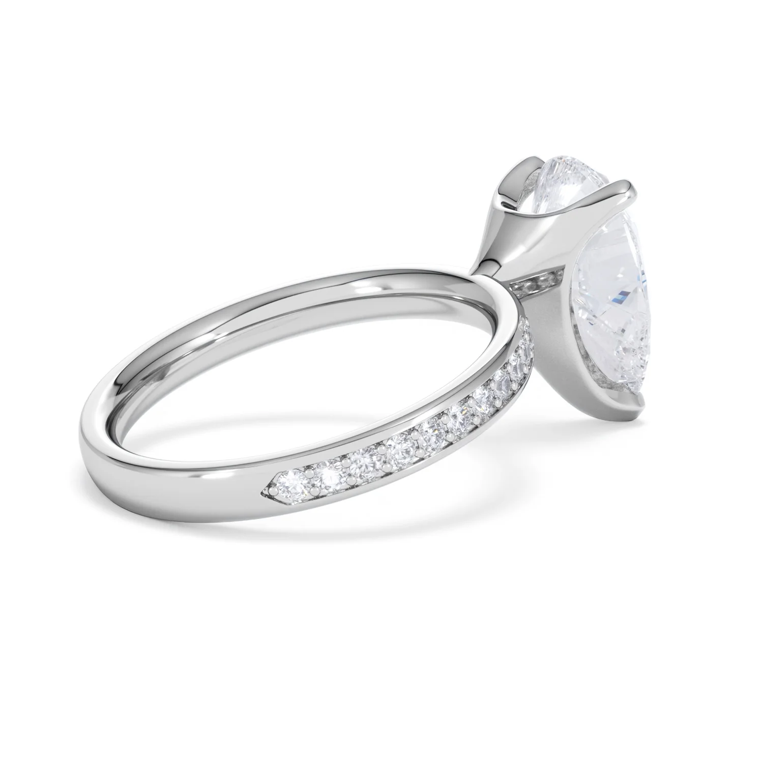 Origin 3.30ct Pear Cut Lab Diamond Solitaire Engagement Ring with Side Stones in Platinum - Image 34