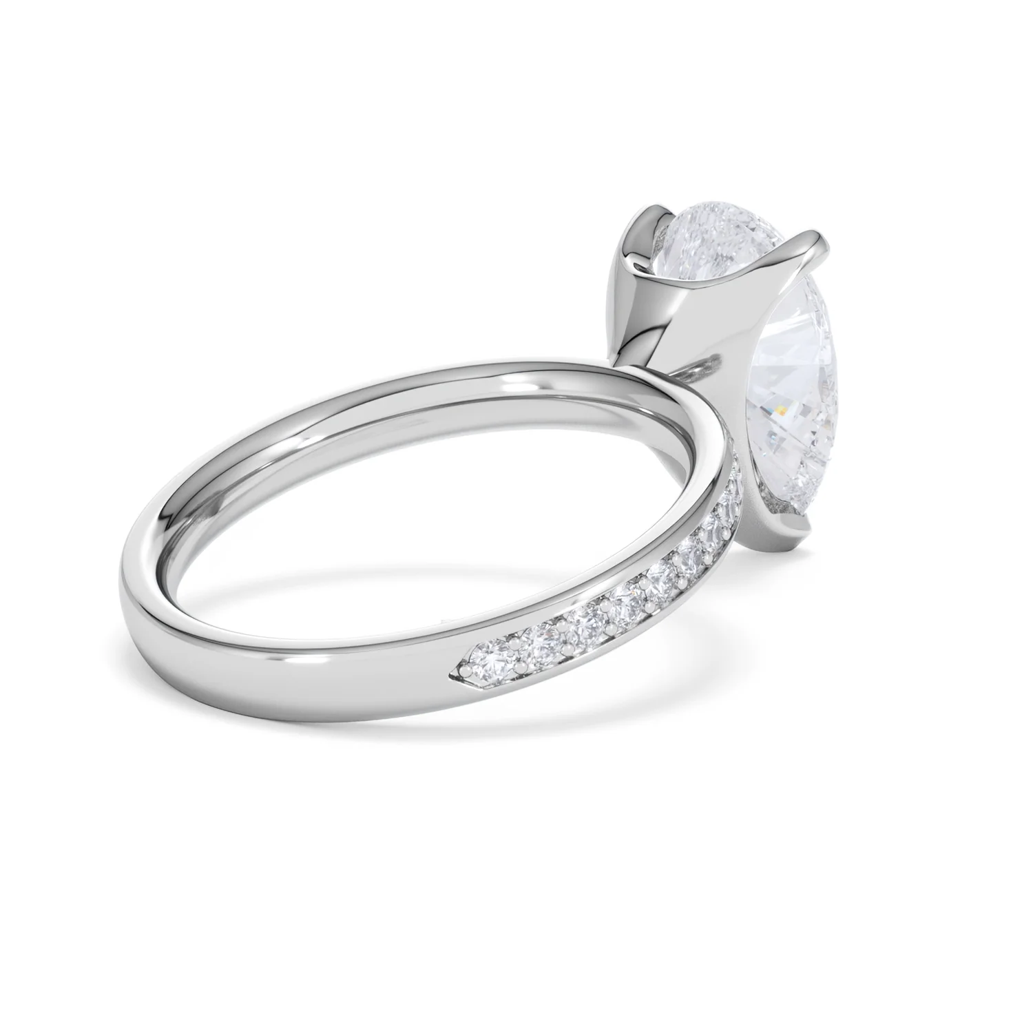 Origin 3.30ct Pear Cut Lab Diamond Solitaire Engagement Ring with Side Stones in Platinum - Image 37