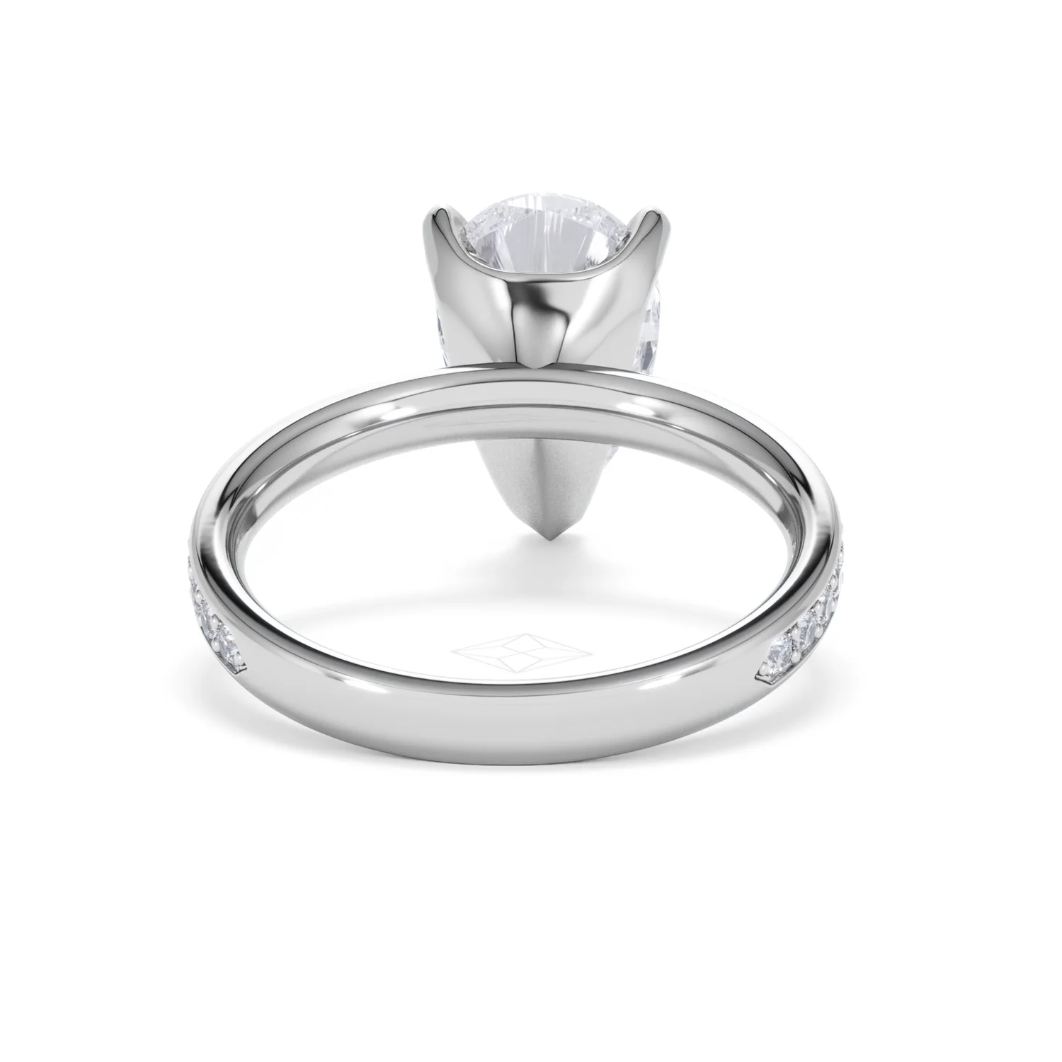 Origin 3.30ct Pear Cut Lab Diamond Solitaire Engagement Ring with Side Stones in Platinum - Image 46