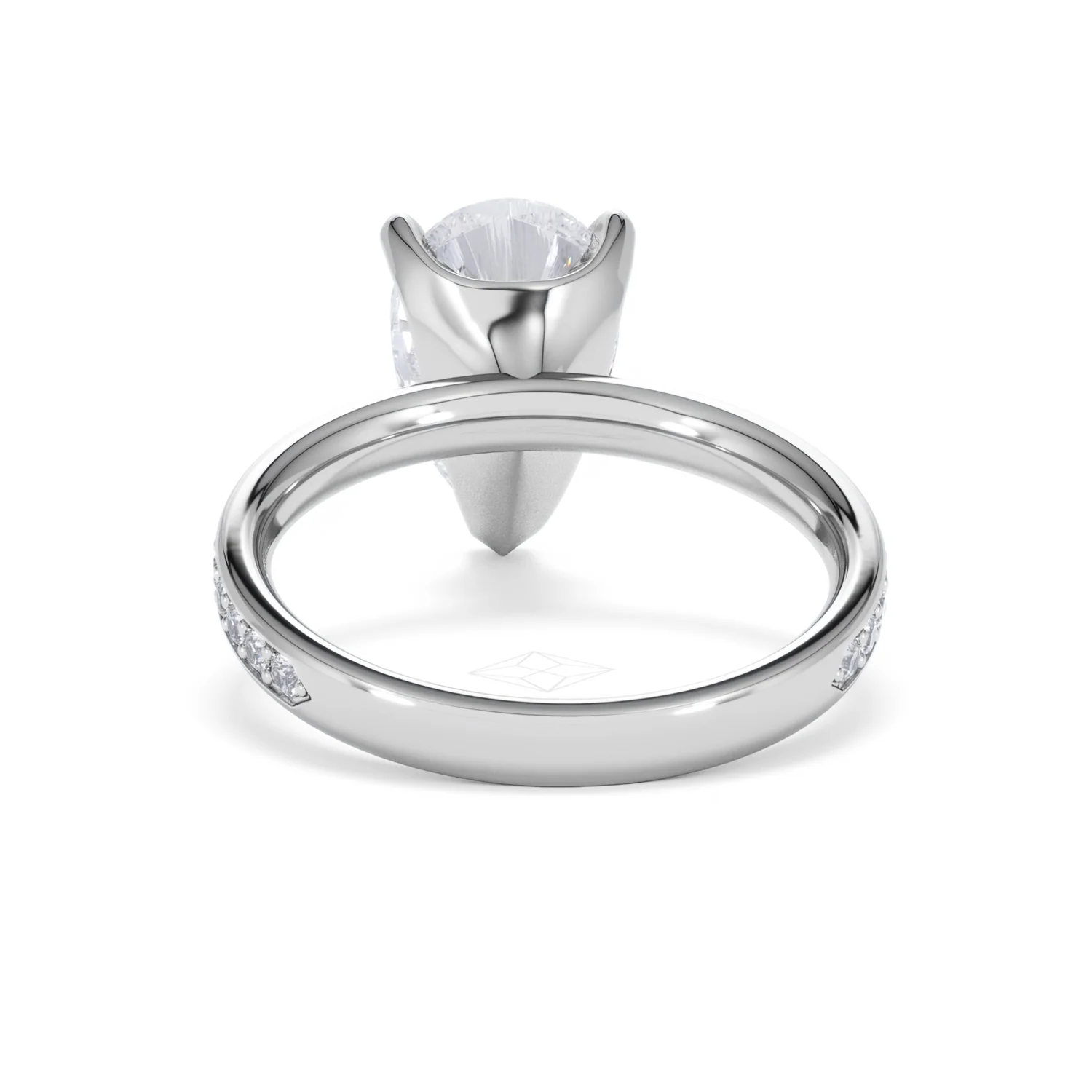 Origin 3.30ct Pear Cut Lab Diamond Solitaire Engagement Ring with Side Stones in Platinum - Image 48