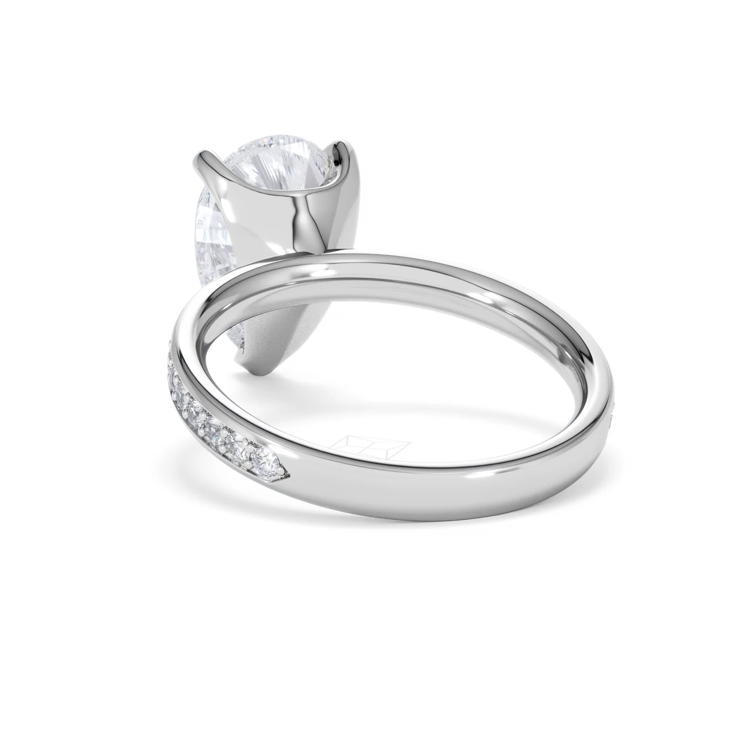 Origin 3.30ct Pear Cut Lab Diamond Solitaire Engagement Ring with Side Stones in Platinum - Image 52
