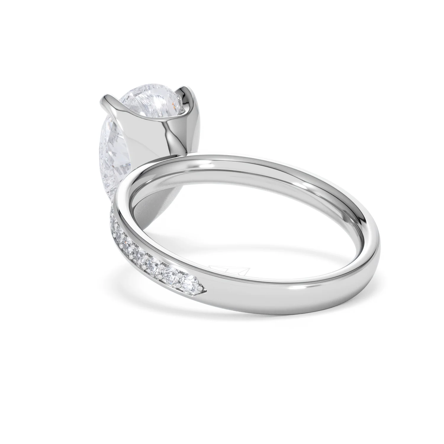 Origin 3.30ct Pear Cut Lab Diamond Solitaire Engagement Ring with Side Stones in Platinum - Image 54
