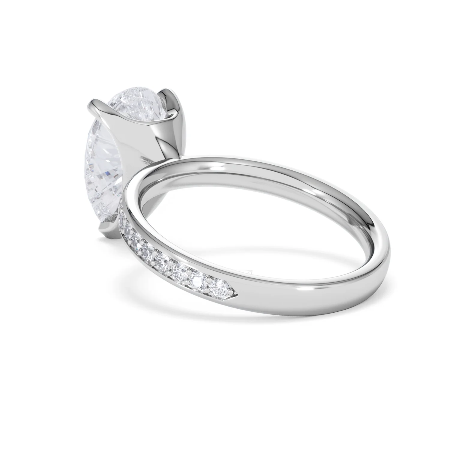 Origin 3.30ct Pear Cut Lab Diamond Solitaire Engagement Ring with Side Stones in Platinum - Image 56