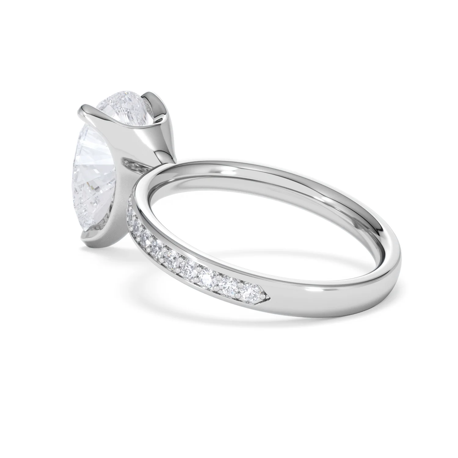 Origin 3.30ct Pear Cut Lab Diamond Solitaire Engagement Ring with Side Stones in Platinum - Image 58