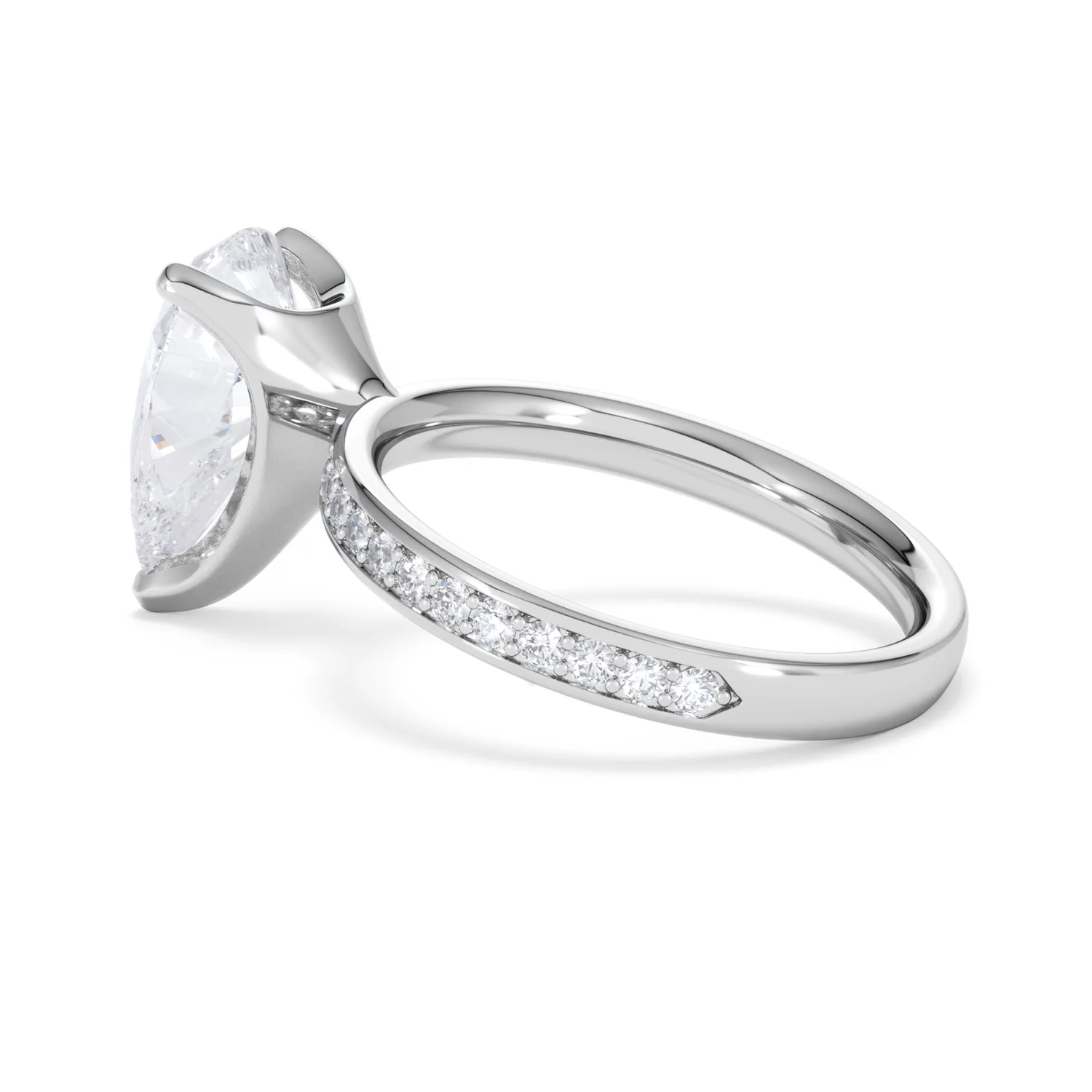 Origin 3.30ct Pear Cut Lab Diamond Solitaire Engagement Ring with Side Stones in Platinum - Image 61