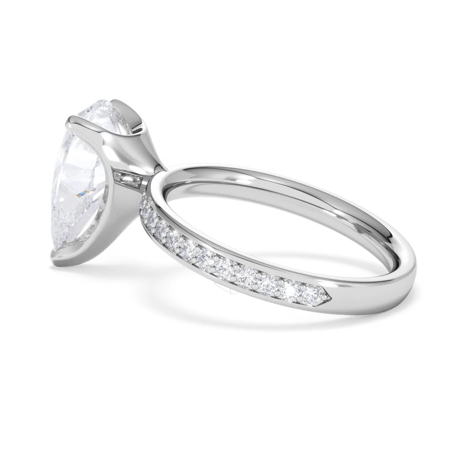Origin 3.30ct Pear Cut Lab Diamond Solitaire Engagement Ring with Side Stones in Platinum - Image 62