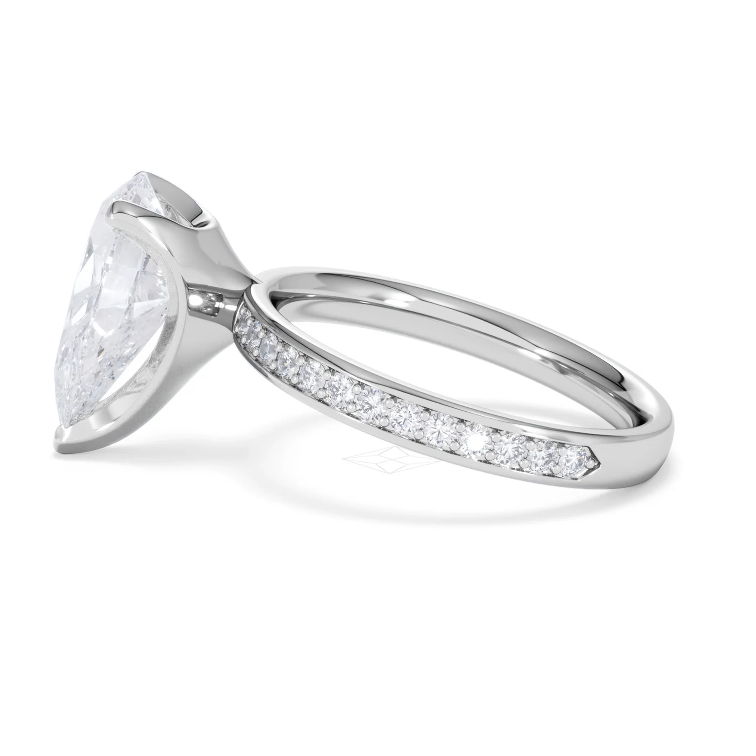 Origin 3.30ct Pear Cut Lab Diamond Solitaire Engagement Ring with Side Stones in Platinum - Image 66