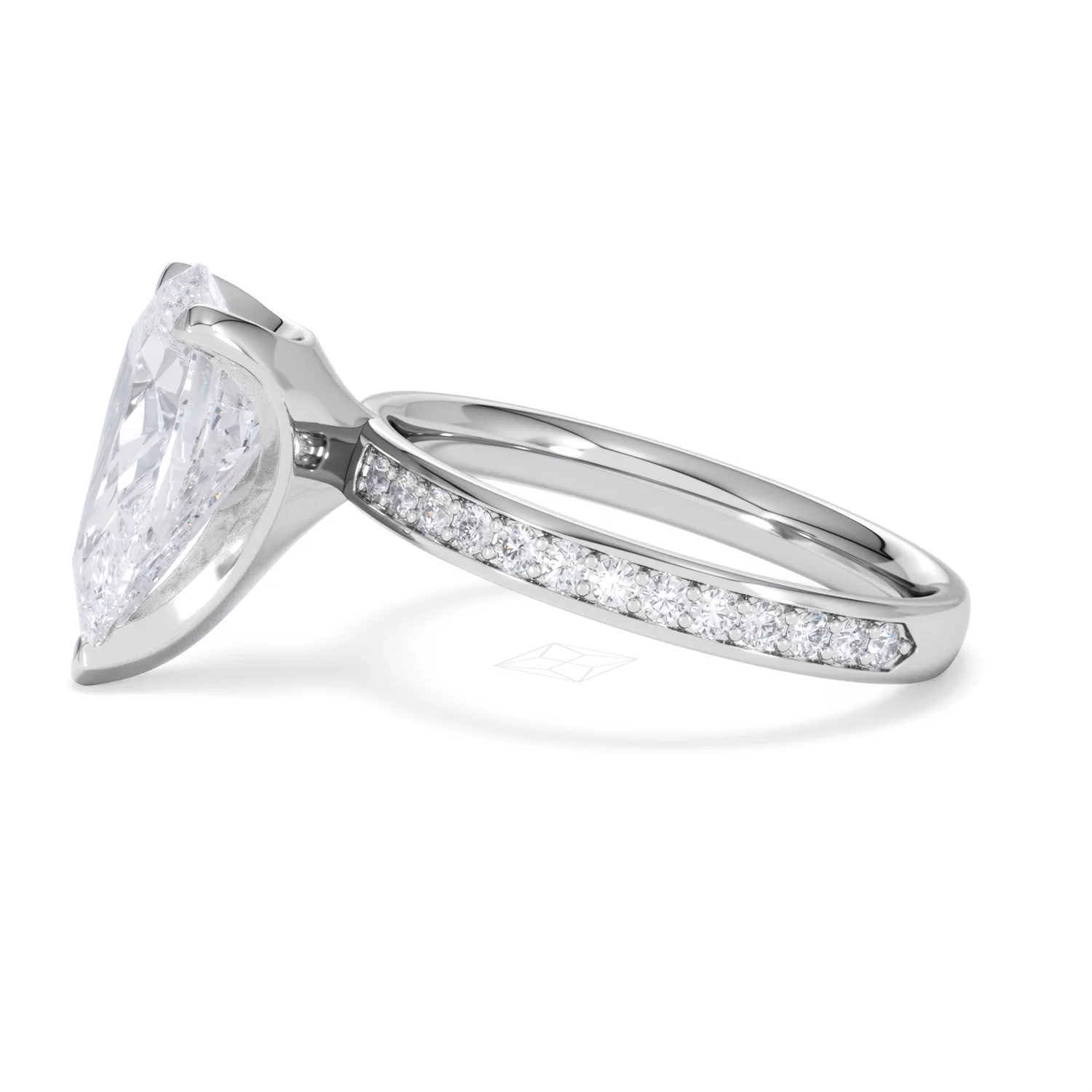 Origin 3.30ct Pear Cut Lab Diamond Solitaire Engagement Ring with Side Stones in Platinum - Image 69