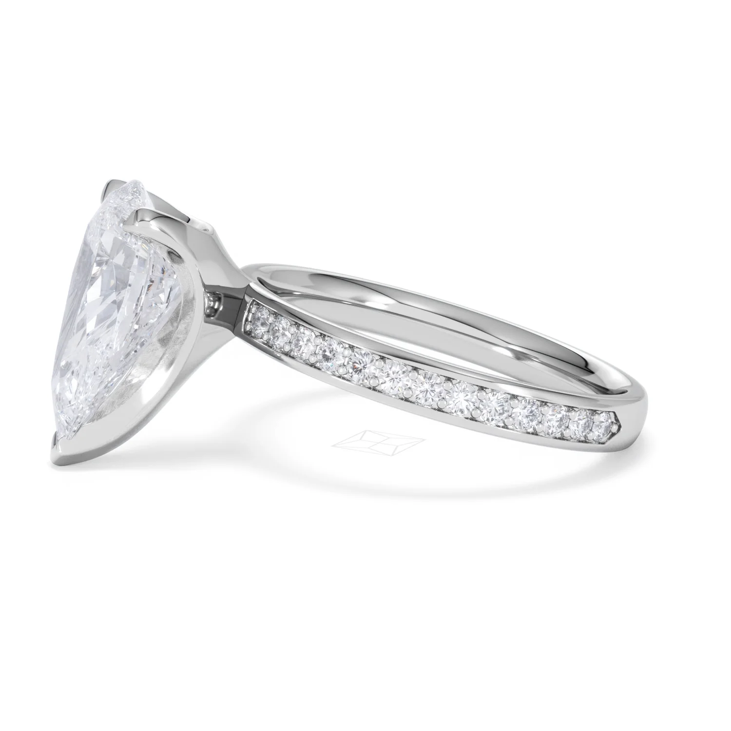 Origin 3.30ct Pear Cut Lab Diamond Solitaire Engagement Ring with Side Stones in Platinum - Image 70