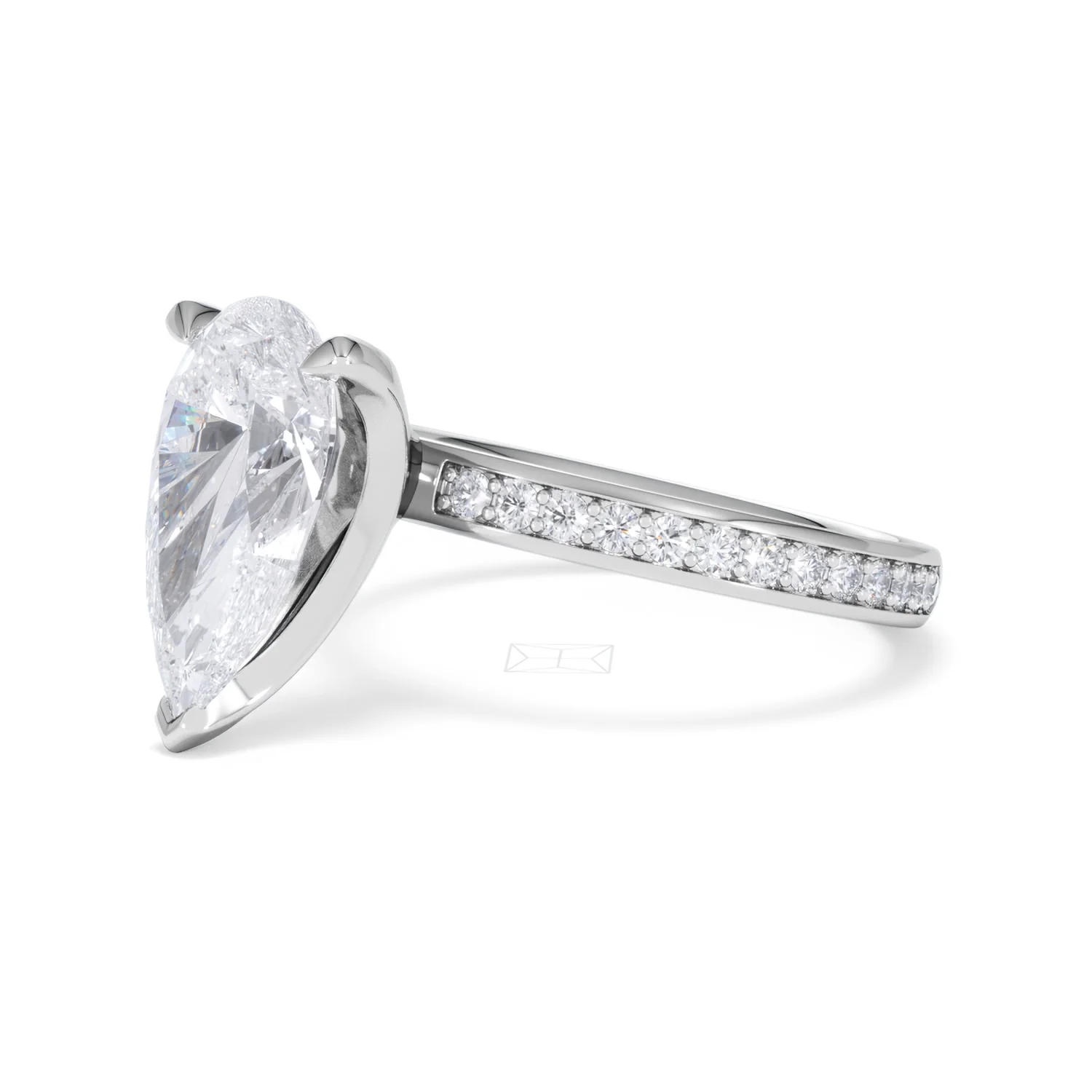 Origin 3.30ct Pear Cut Lab Diamond Solitaire Engagement Ring with Side Stones in Platinum - Image 76