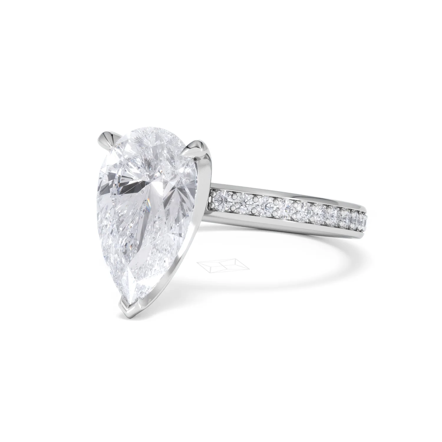 Origin 3.30ct Pear Cut Lab Diamond Solitaire Engagement Ring with Side Stones in Platinum - Image 81