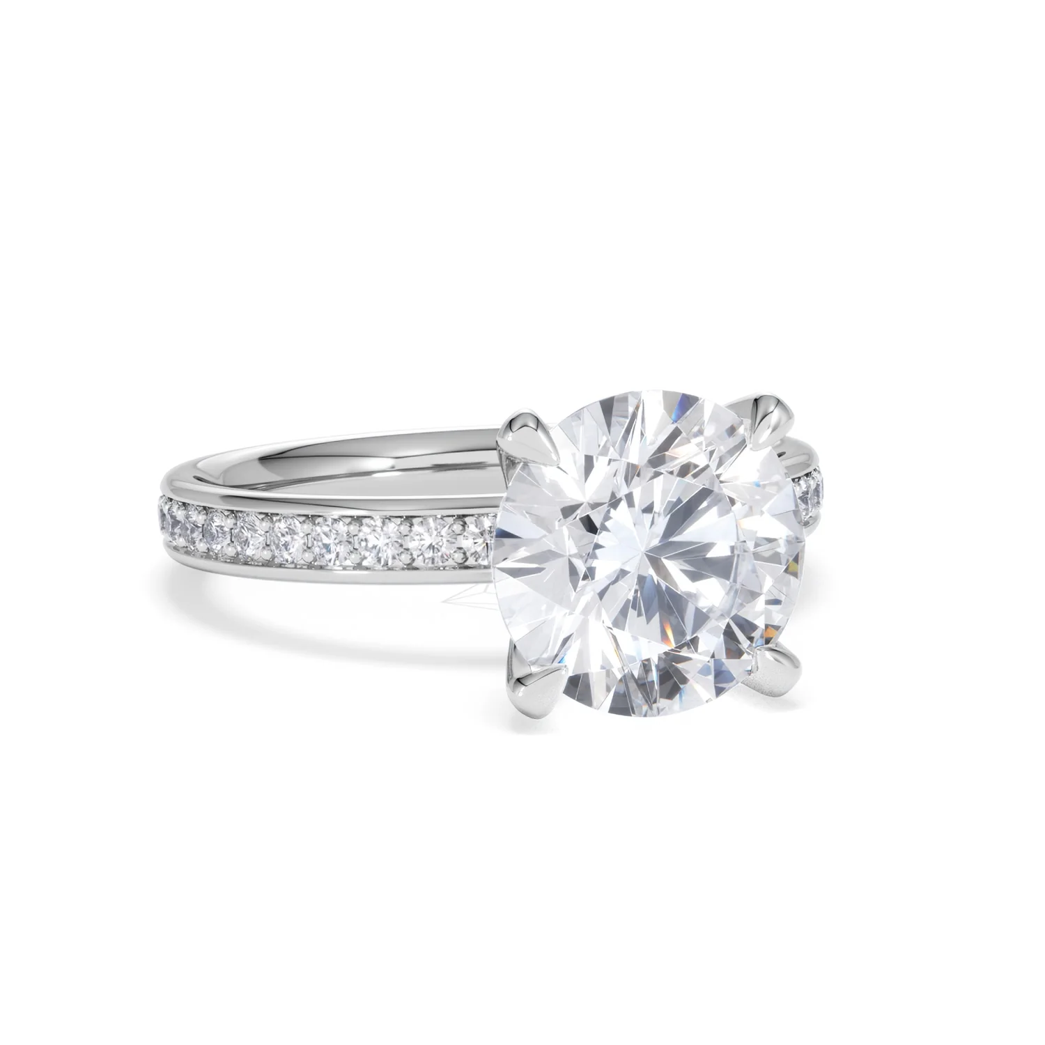 Origin 3.30ct Round Cut Lab Diamond Solitaire Engagement Ring with Side Stones in 18K White Gold - Image 11
