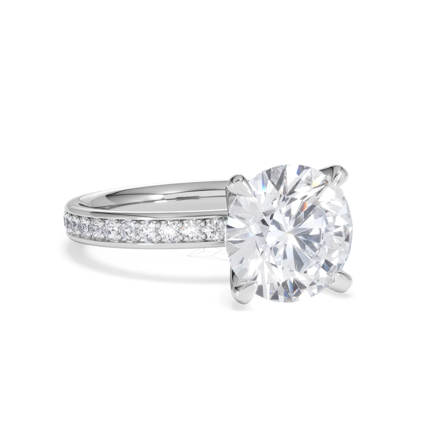 Origin 3.30ct Round Cut Lab Diamond Solitaire Engagement Ring with Side Stones in 18K White Gold - Image 12