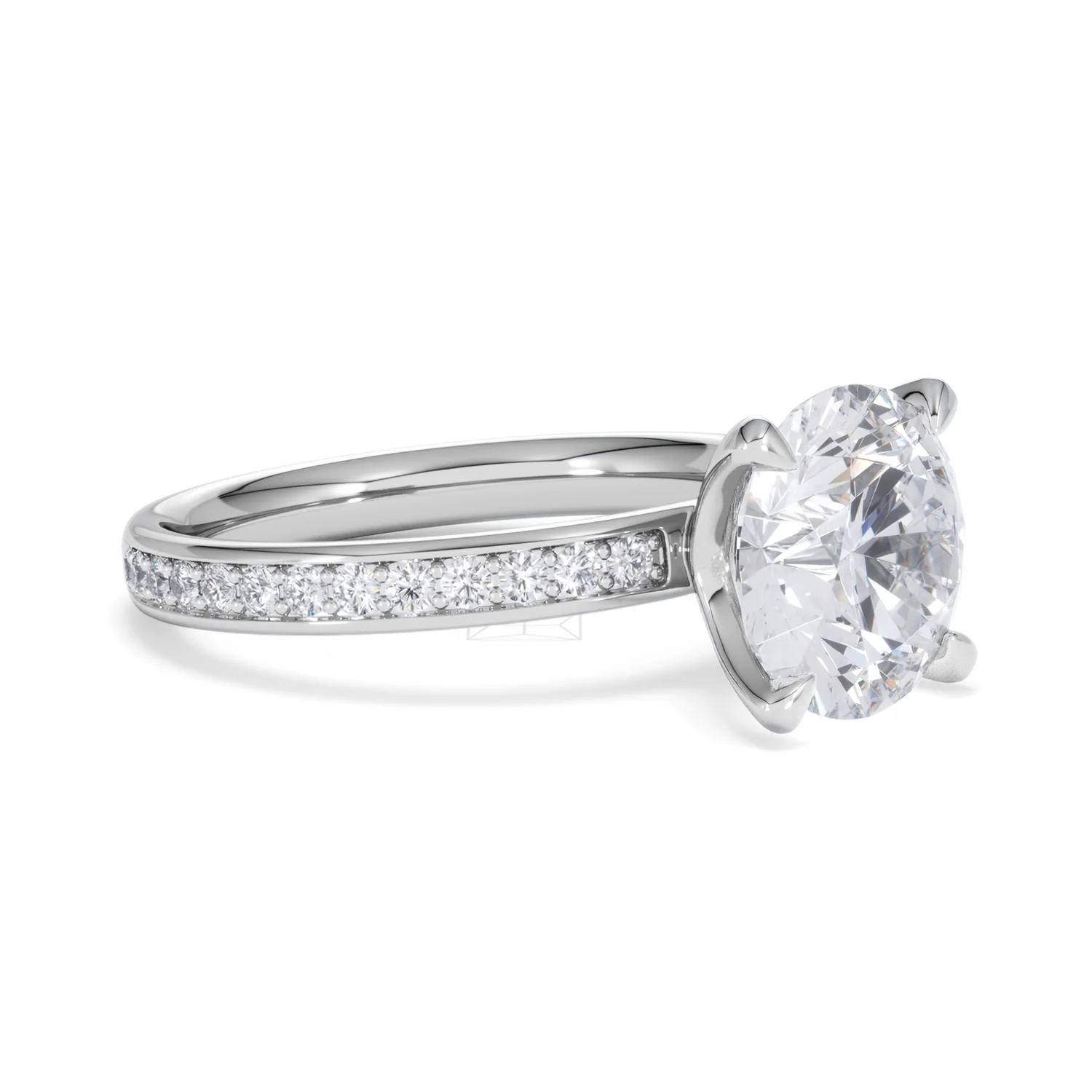 Origin 3.30ct Round Cut Lab Diamond Solitaire Engagement Ring with Side Stones in 18K White Gold - Image 17