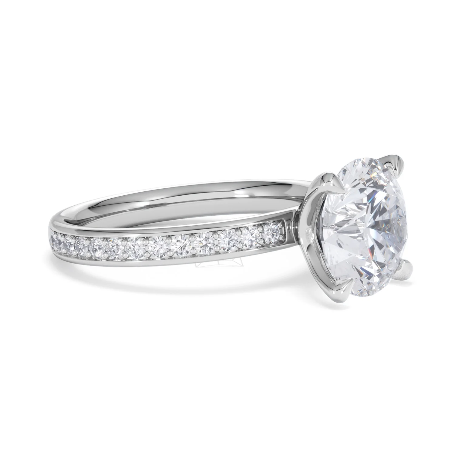 Origin 3.30ct Round Cut Lab Diamond Solitaire Engagement Ring with Side Stones in 18K White Gold - Image 18