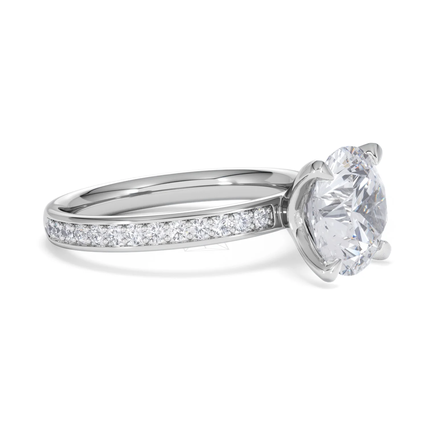 Origin 3.30ct Round Cut Lab Diamond Solitaire Engagement Ring with Side Stones in 18K White Gold - Image 19